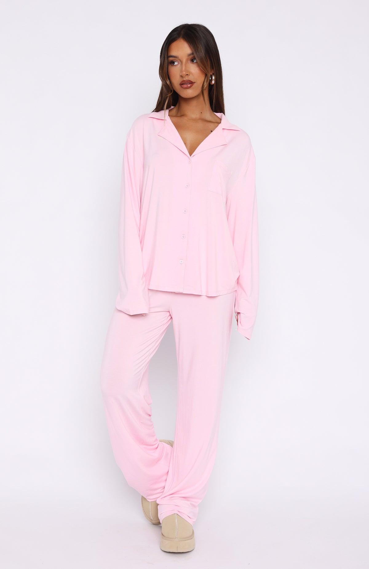 Pillow Talk Long Sleeve Pyjama Set Baby Pink - Image 2