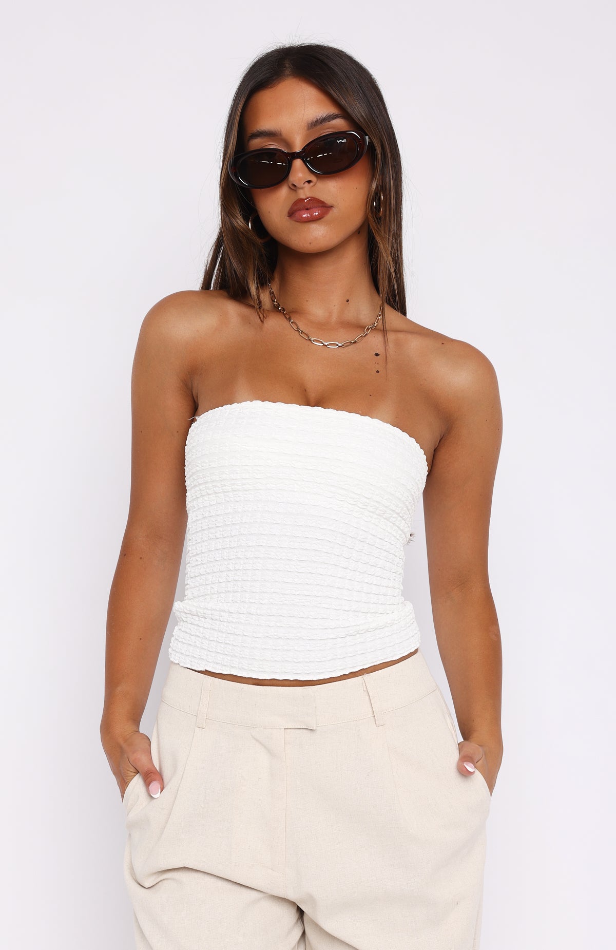 Stroke Of Luck Strapless Top White - Image 2