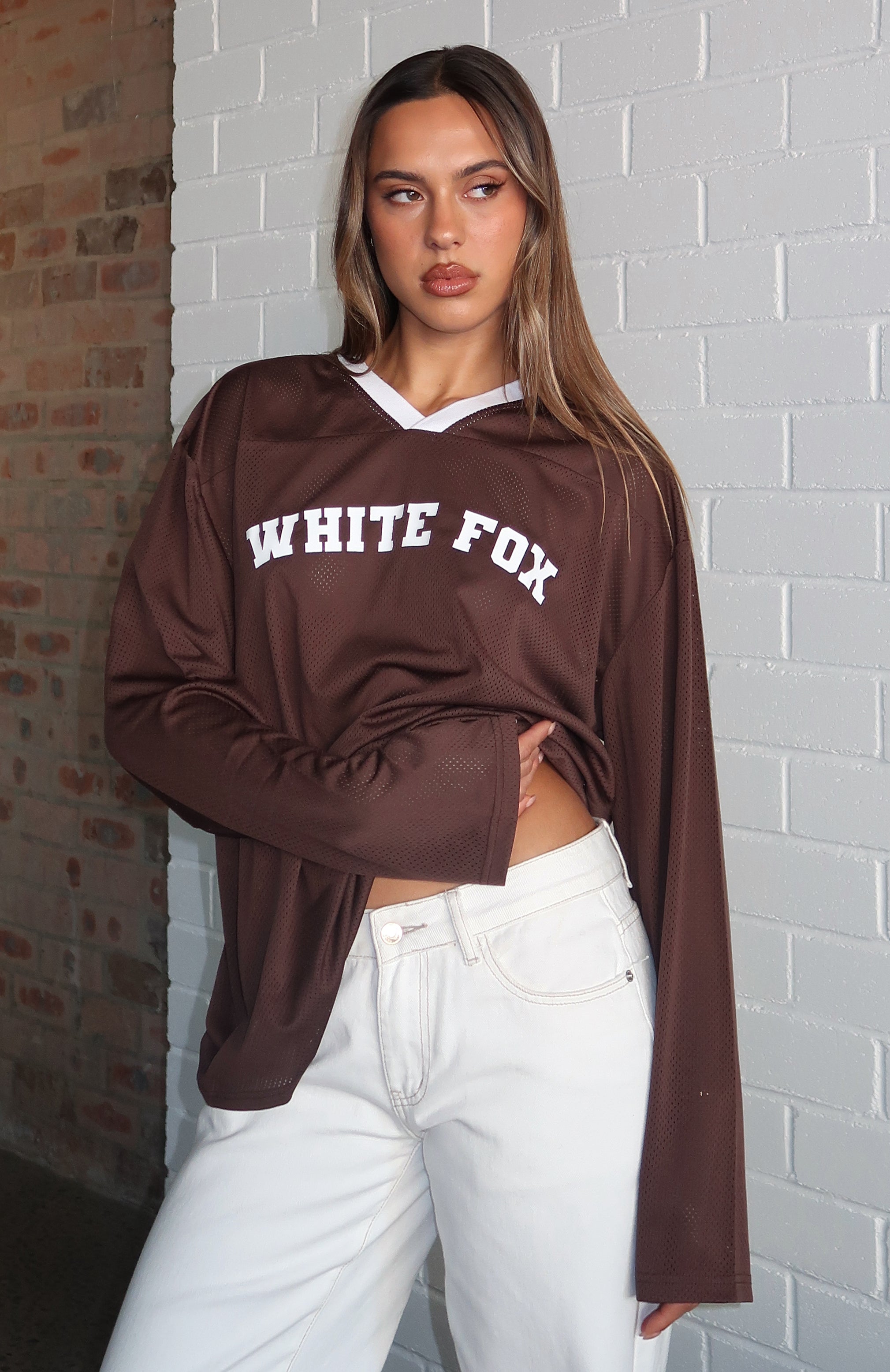 Ahead Of Schedule Long Sleeve Oversized Jersey Chocolate - Image 7