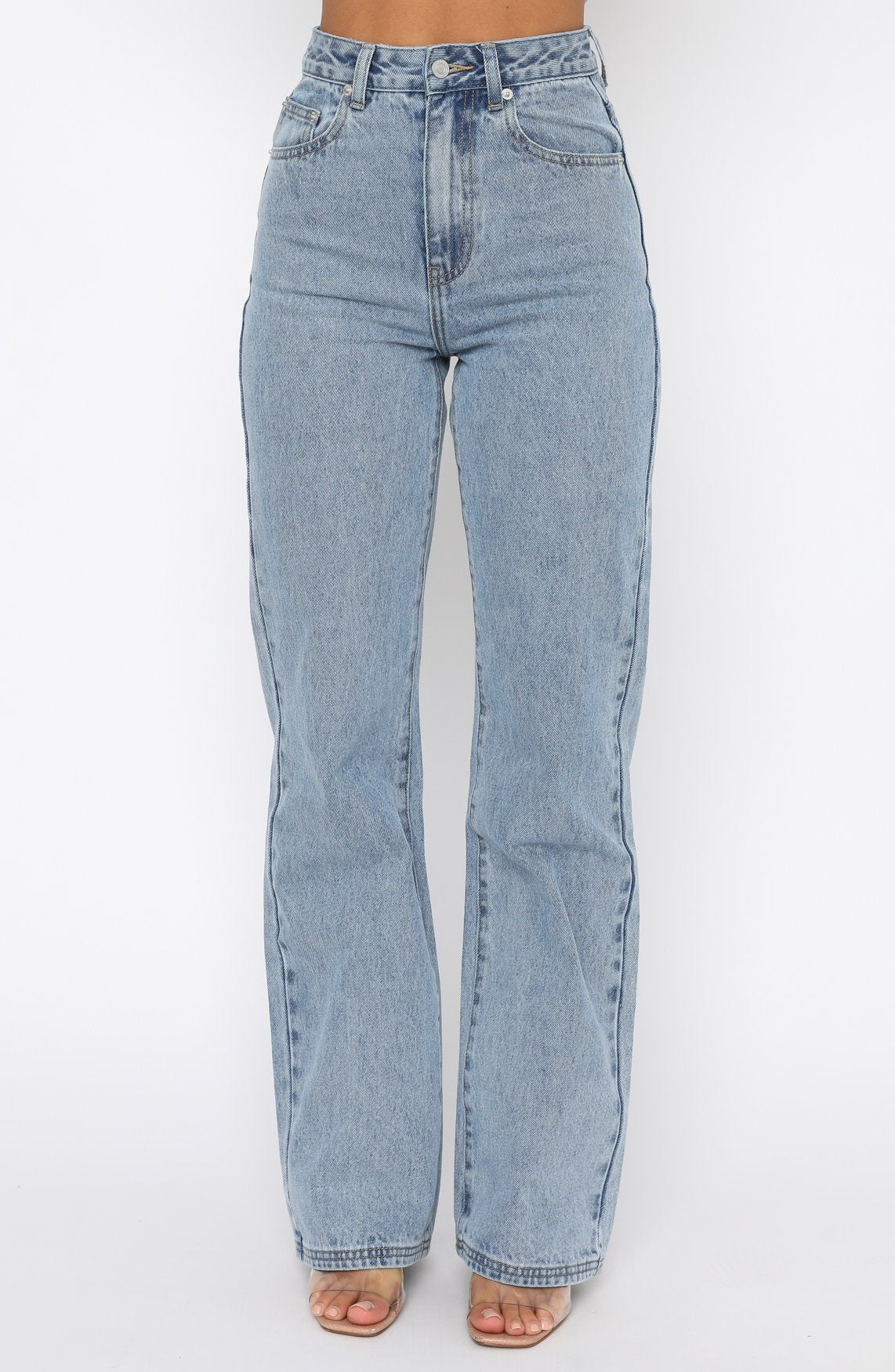 Long Way To Go High Rise Straight Leg Jeans Washed Blue - Image 2