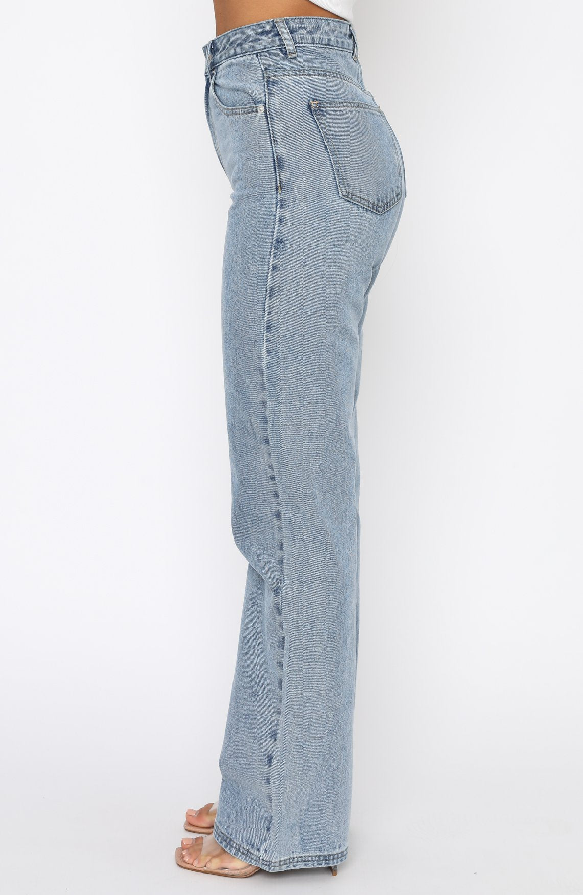 Long Way To Go High Rise Straight Leg Jeans Washed Blue - Image 3