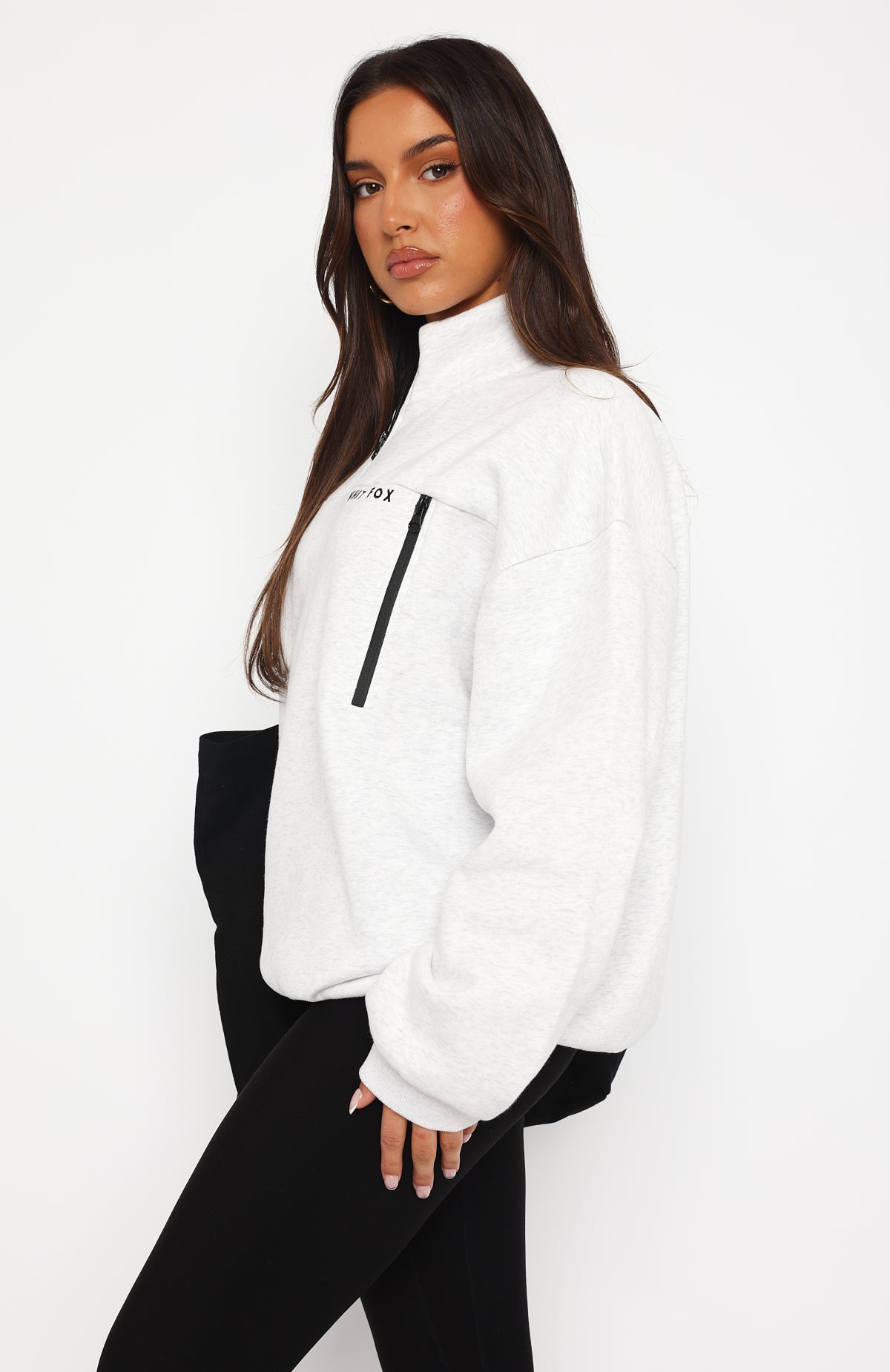 Where Did You Go Zip Front Sweater Grey Marle - Image 3