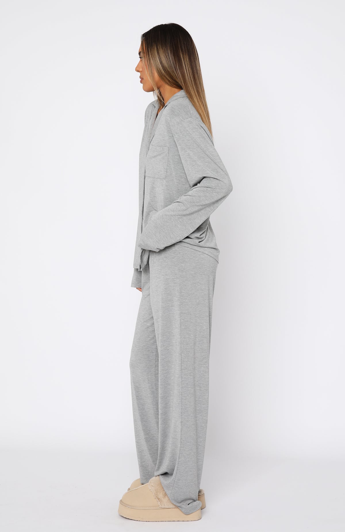 Pillow Talk Long Sleeve Pyjama Set Grey Marle - Image 3