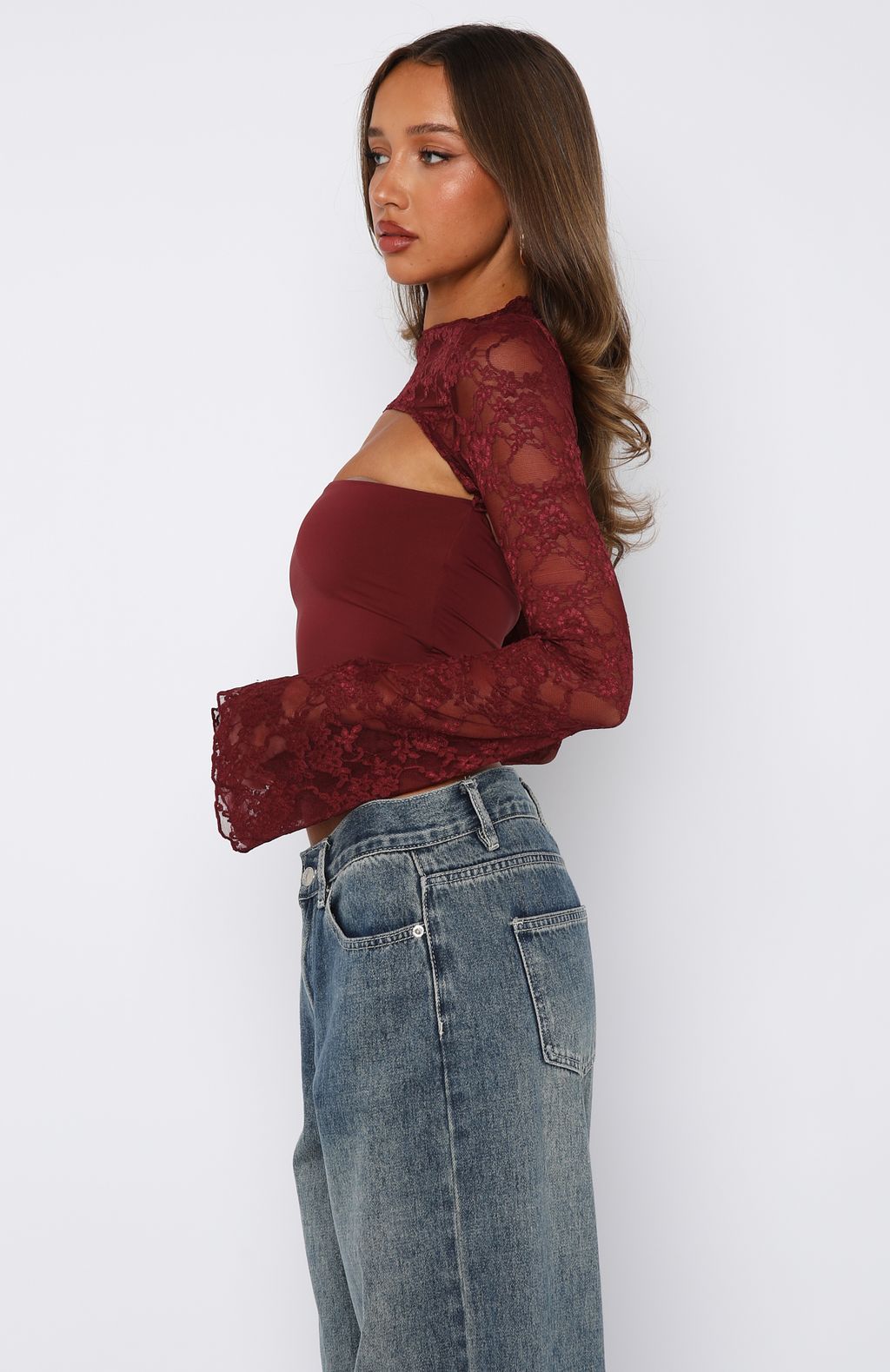 Devoted Love Long Sleeve Top Burgundy - Image 4