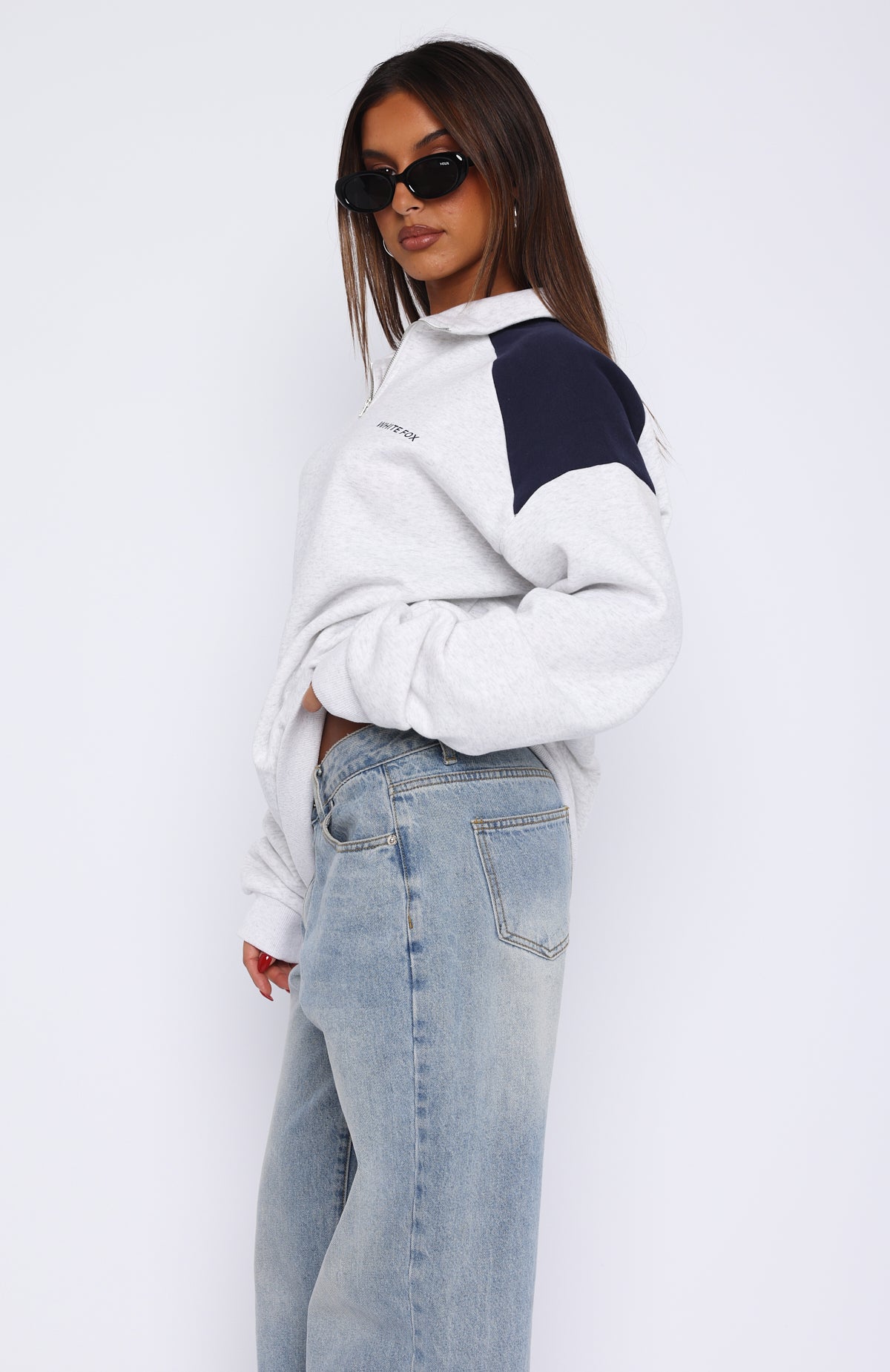 It's A Bad Idea Zip Front Sweater Grey - Image 3