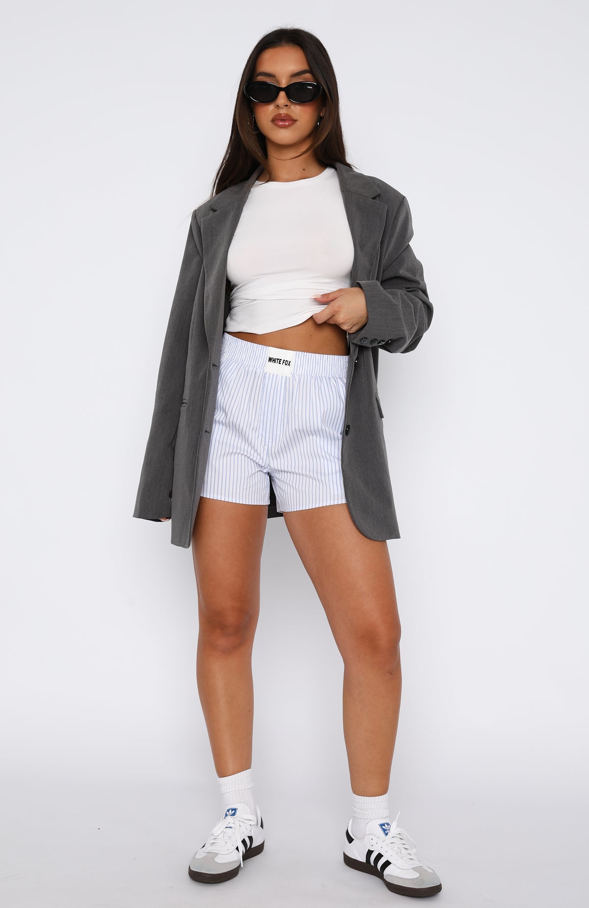 Wasting My Time Shorts White Stripe - Image 6