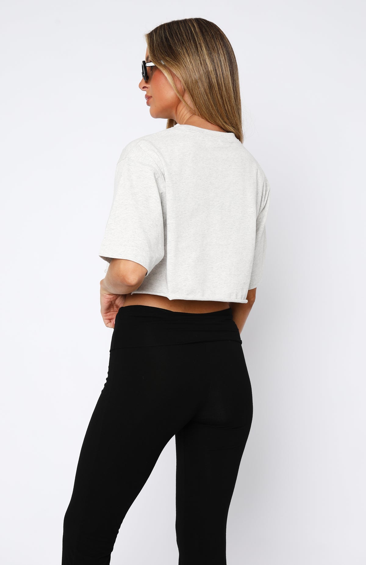 Let's Get Started Oversized Cropped Tee Grey Marle - Image 4