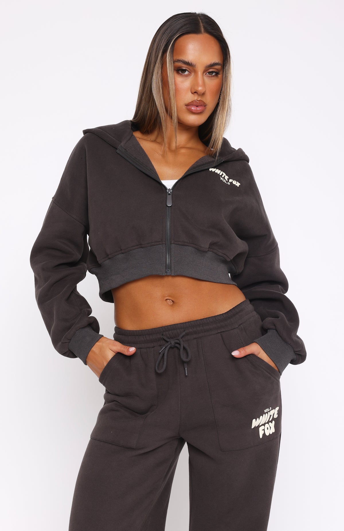 Offstage Cropped Zip Hoodie Shadow - Image 2