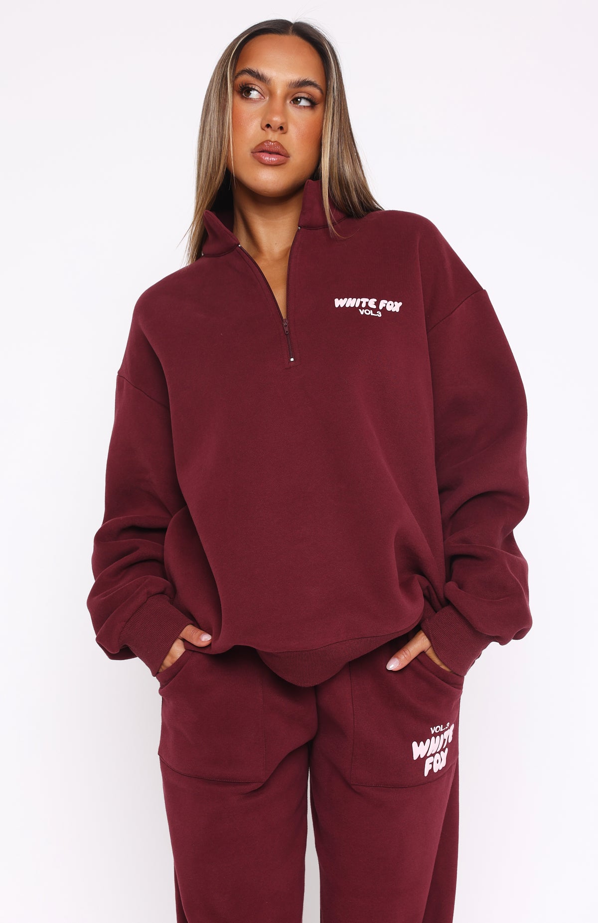 Offstage Zip Front Sweater Red Velvet - Image 2