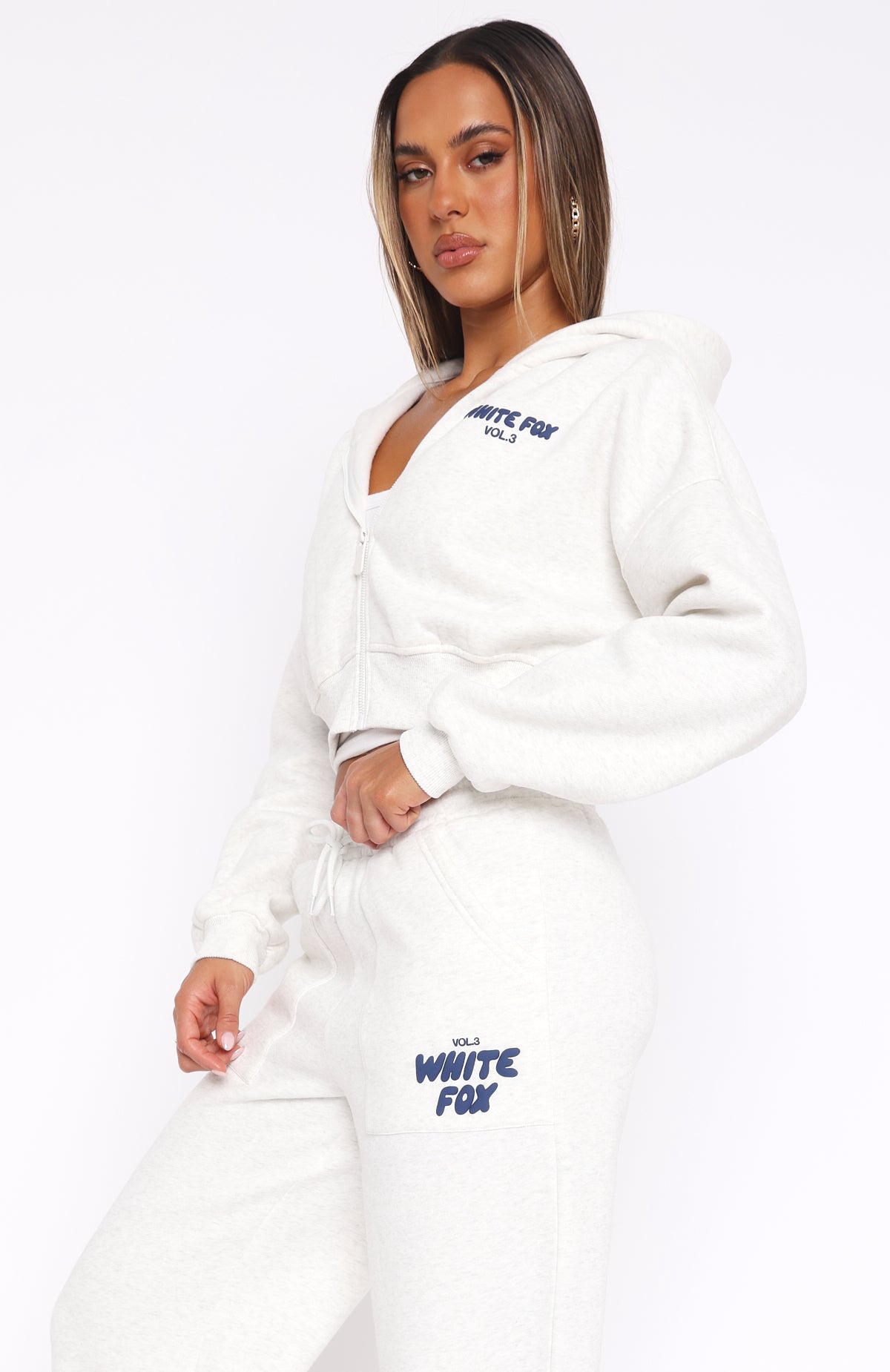 Offstage Cropped Zip Hoodie Mineral Grey - Image 3