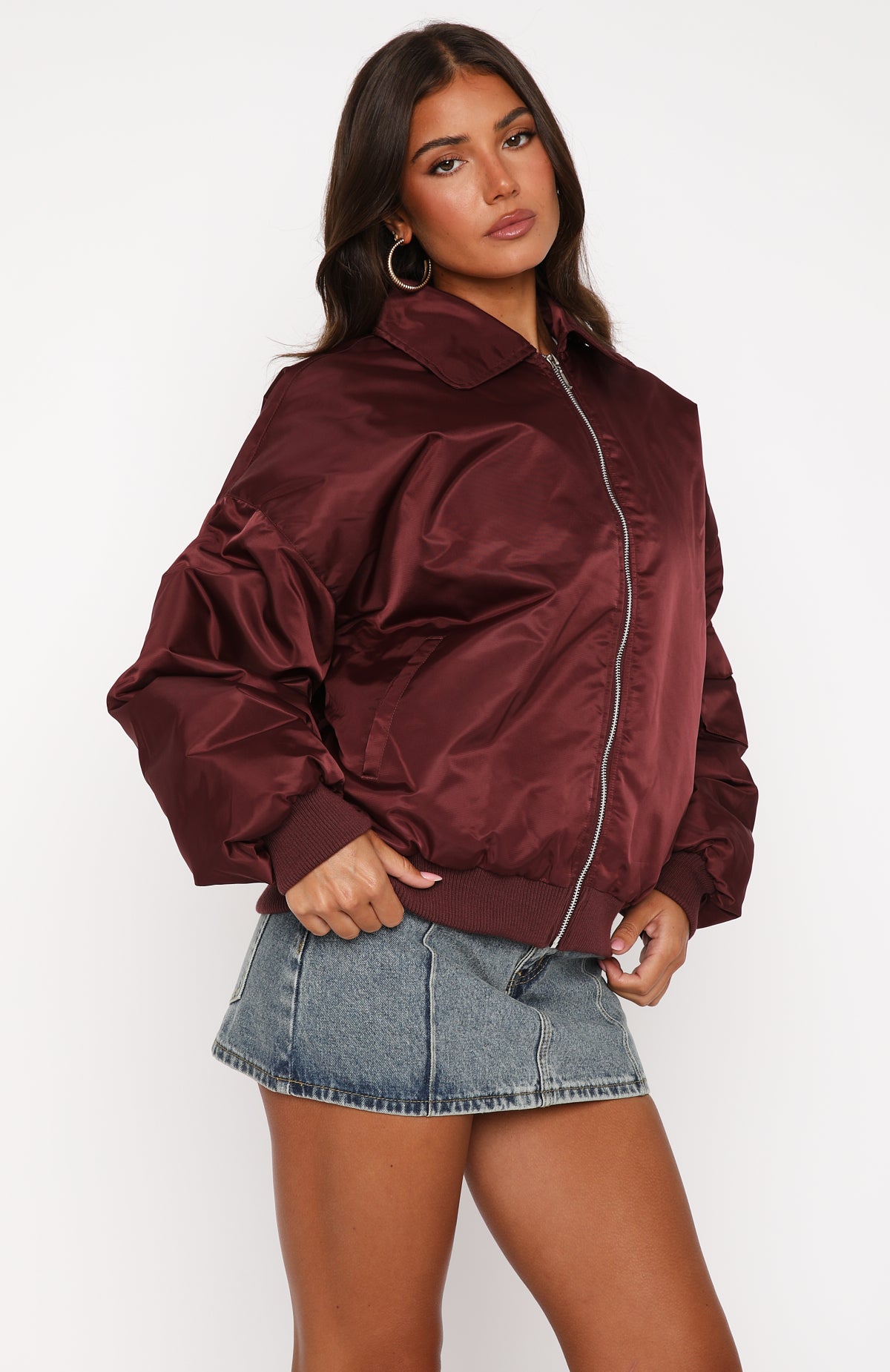 Burning For You Bomber Jacket Burgundy - Image 3