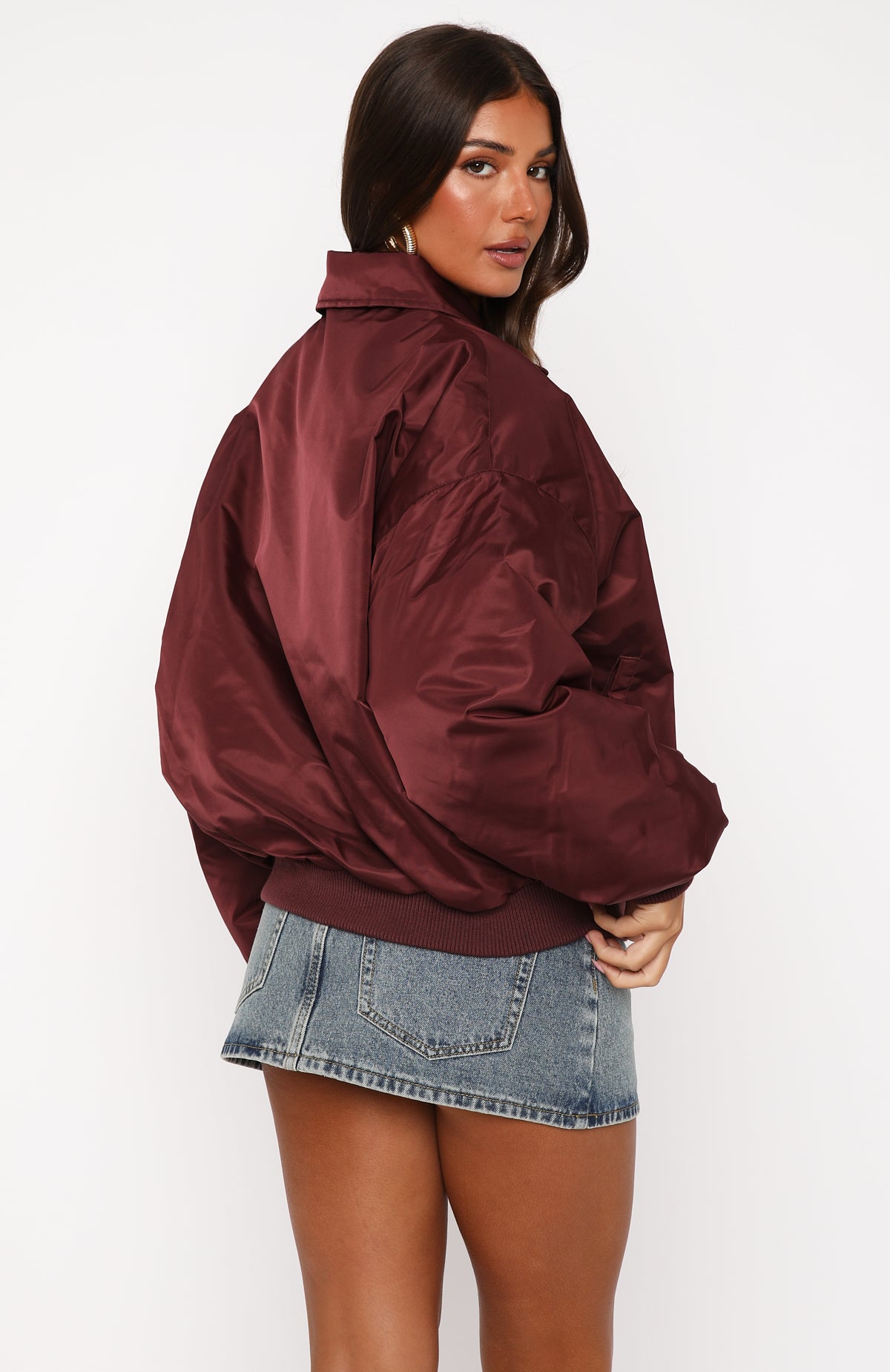Burning For You Bomber Jacket Burgundy - Image 4