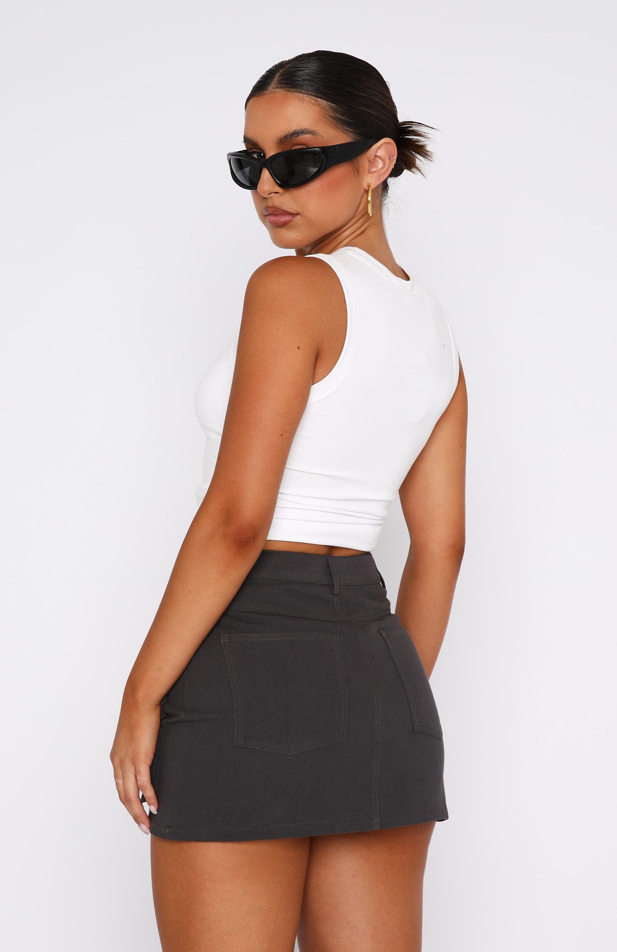Weekend Travels Cargo Mini Skirt Charcoal - Image 5