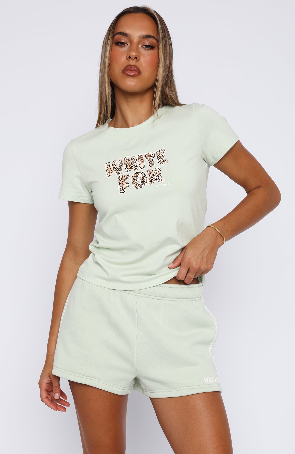 11th Street She's So Lucky Relaxed Baby Tee Iced Matcha - Image 2