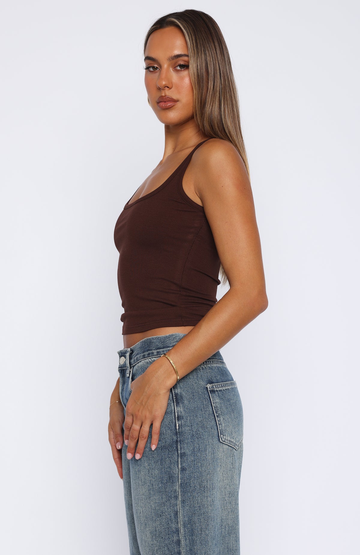 Filled With Life Ribbed Tank Chocolate - Image 3