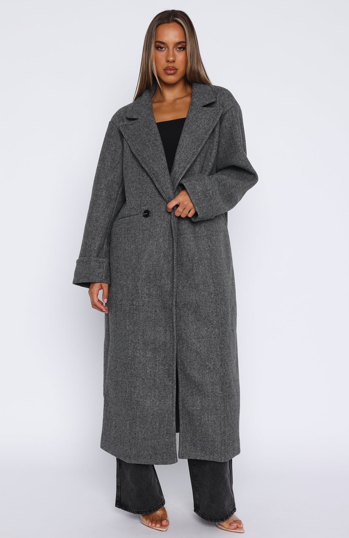 Winter Holiday Oversized Coat Charcoal - Image 2