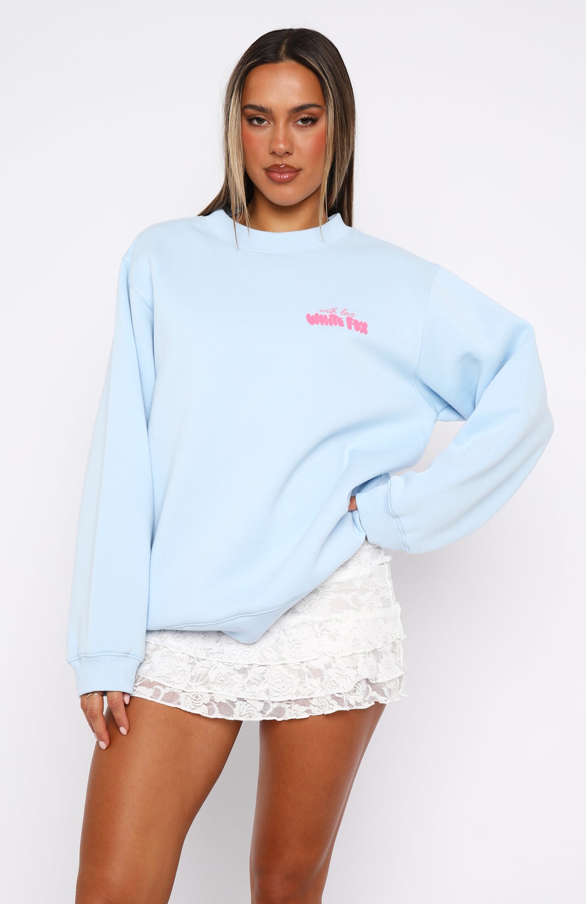 With Love & Romance Oversized Sweater Baby Blue - Image 2