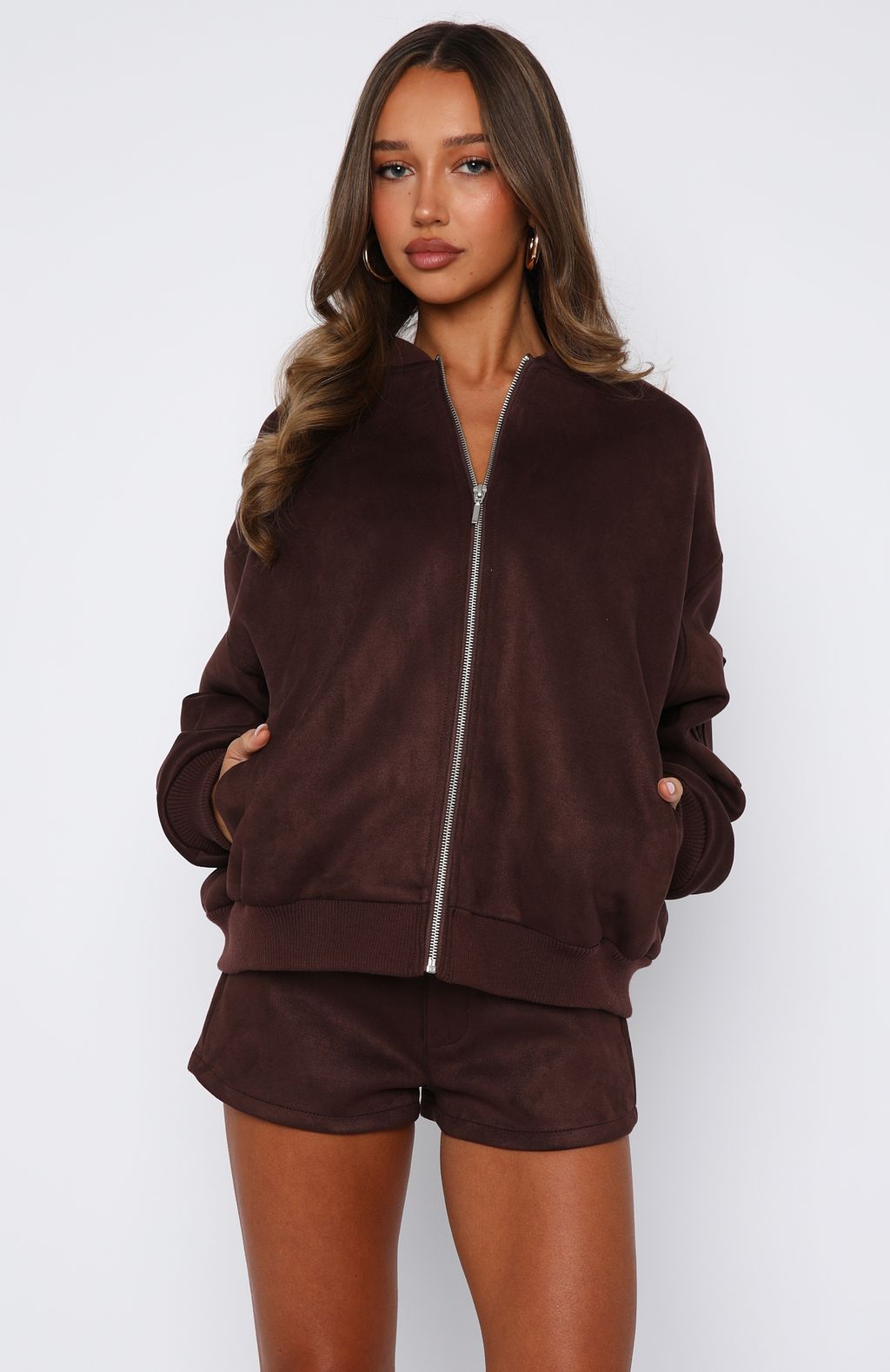 Confidence Level Suede Jacket Chocolate - Image 2