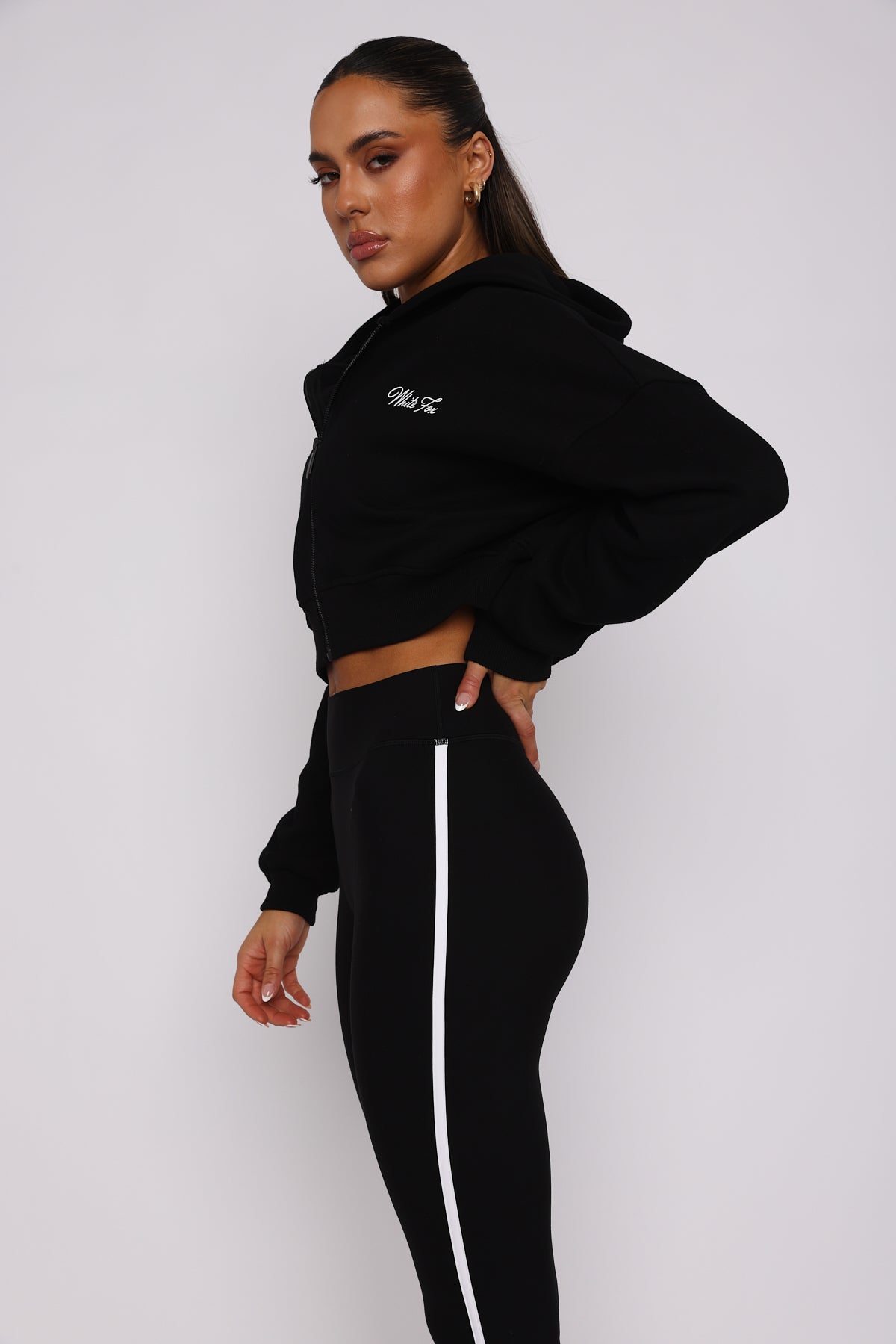 Stepping Out Cropped Hoodie Black - Image 4