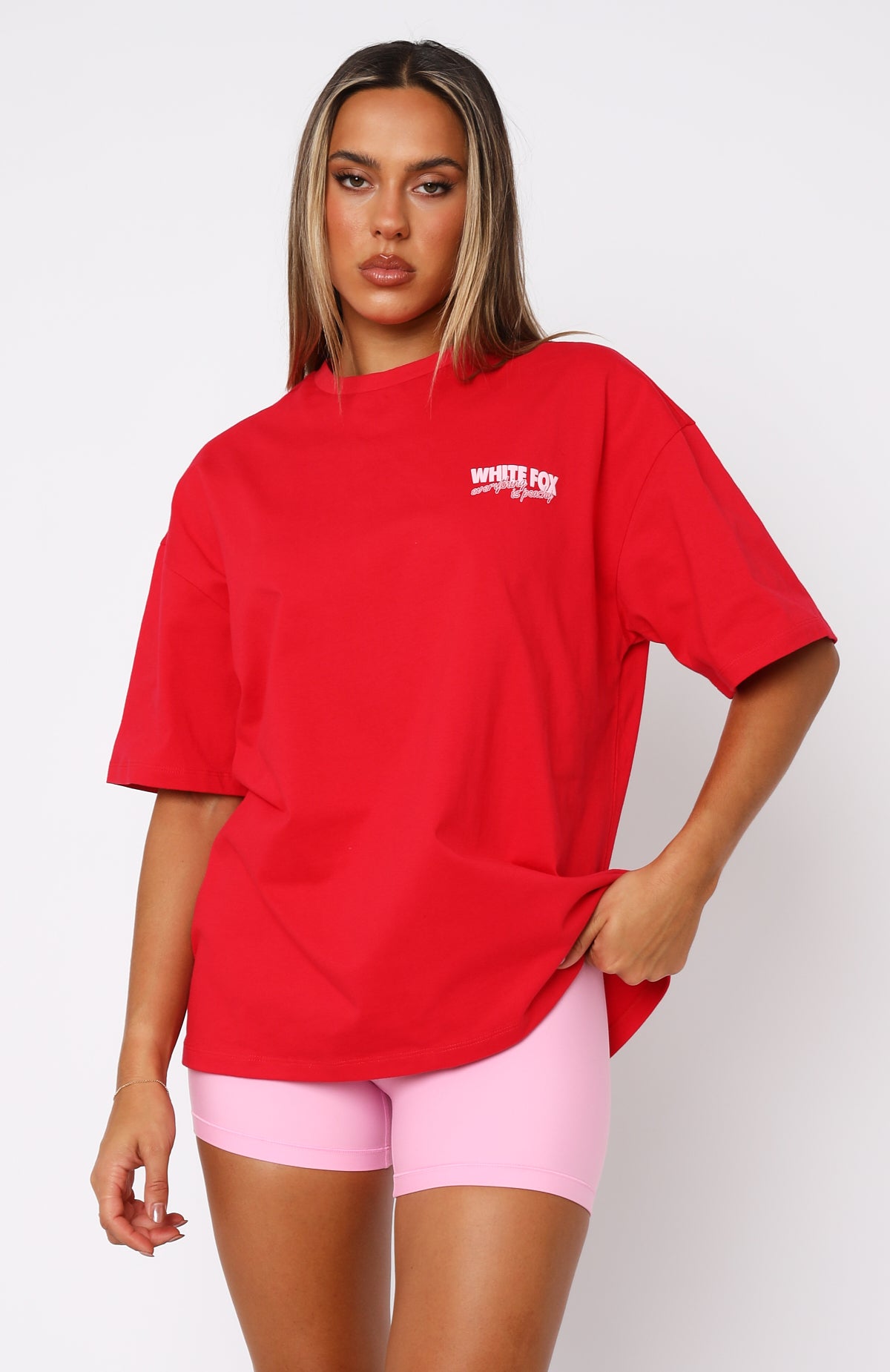 Everything Is Peachy Oversized Tee Red - Image 2