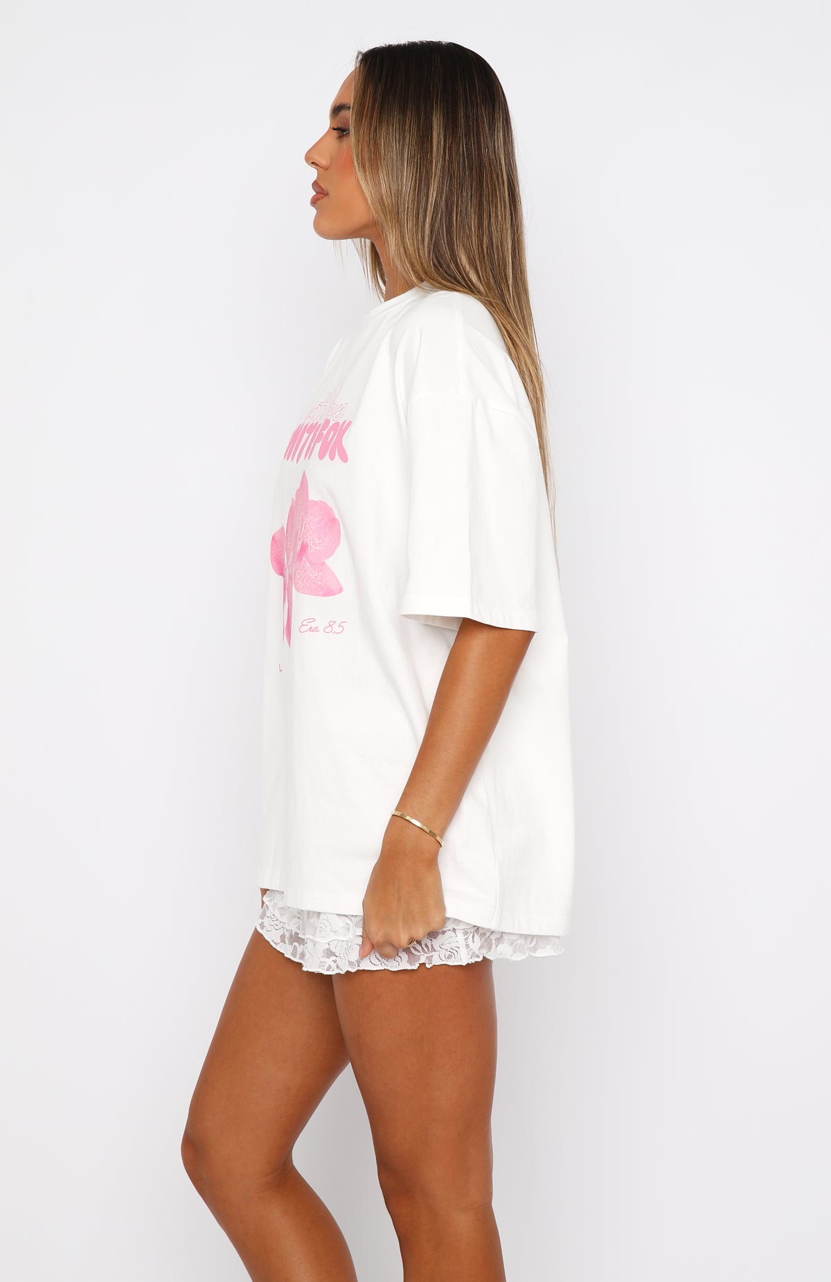 With Love Forever Oversized Tee White/Pink - Image 3