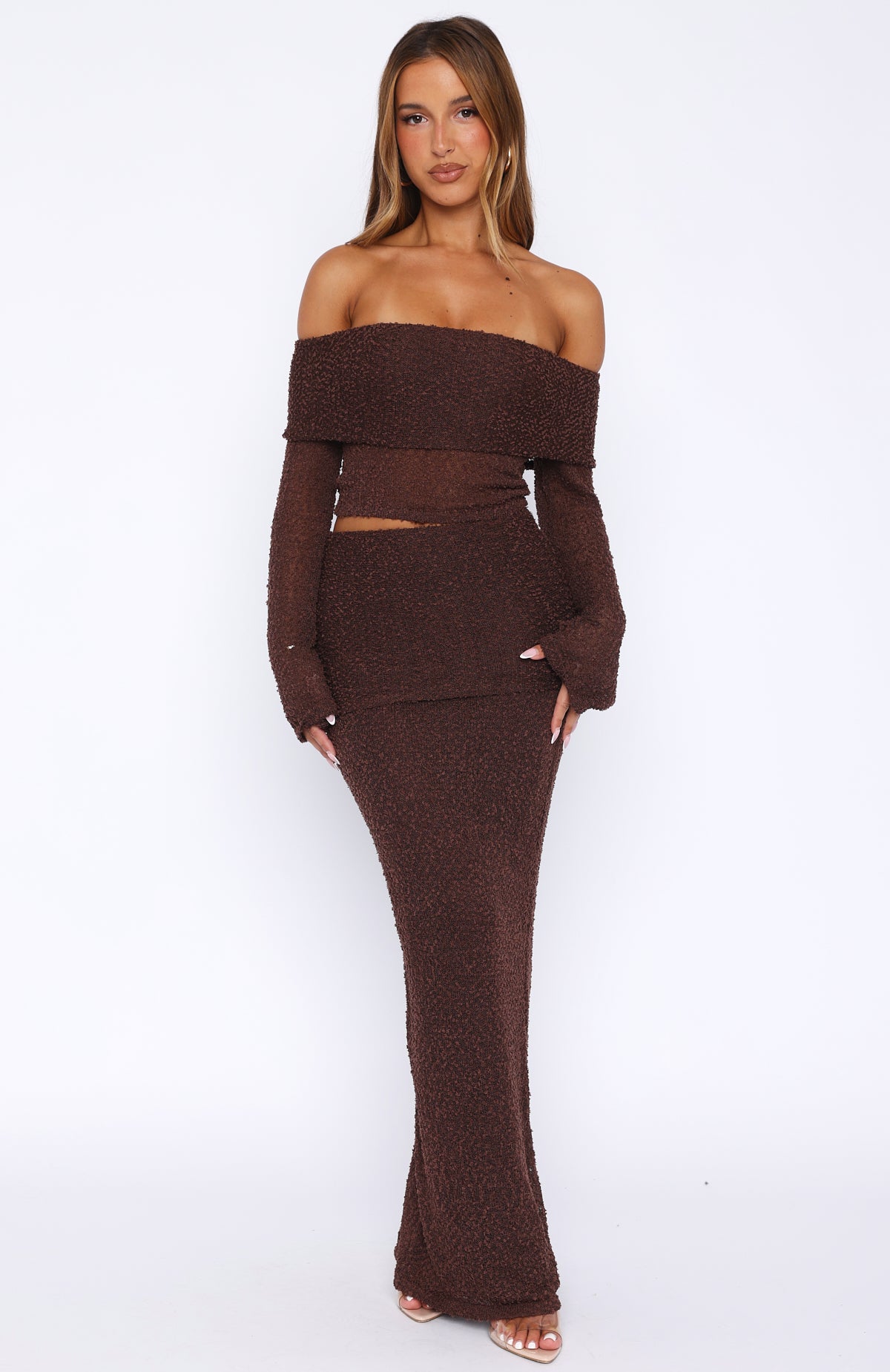 In Too Deep Knit Maxi Skirt Chocolate - Image 2