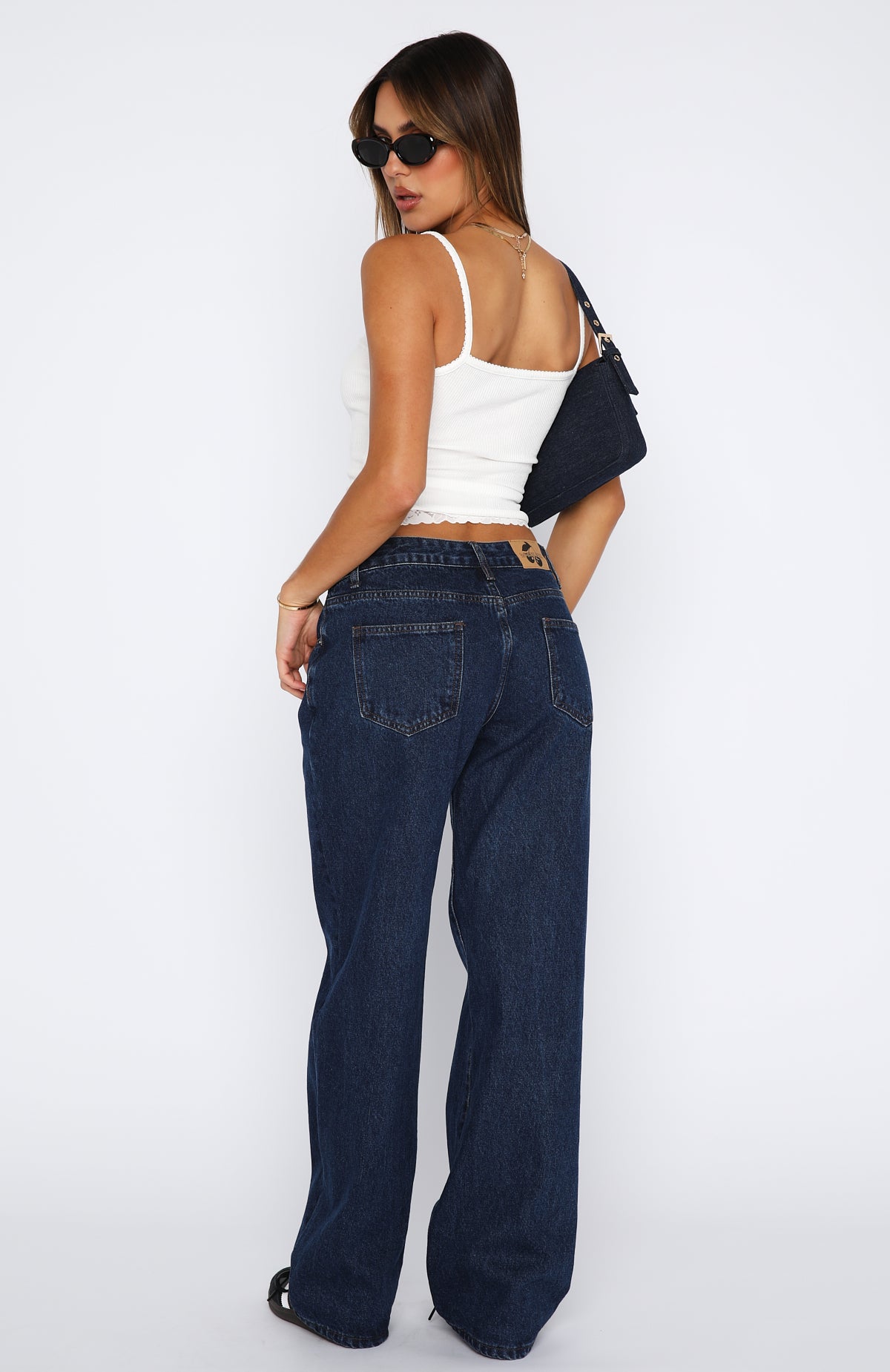 Bring The Style Low Rise Wide Leg Jeans Indigo Wash - Image 4