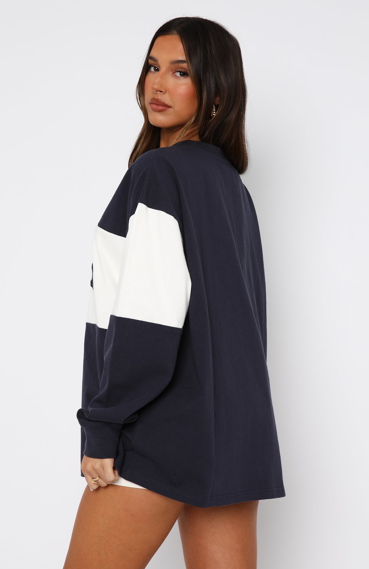 Need You More Long Sleeve Oversized Tee Navy - Image 4