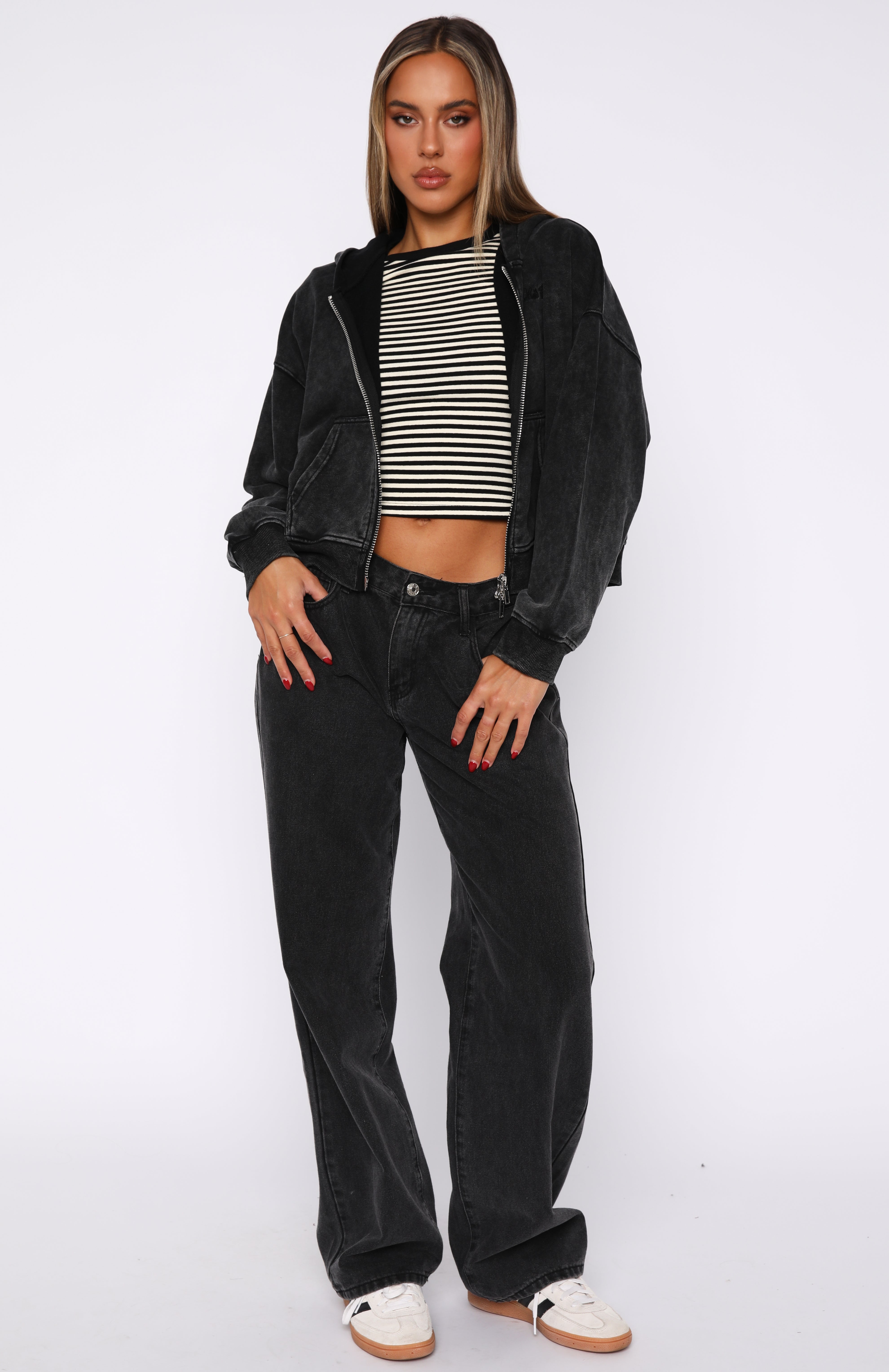 Hard To Remember Zip Front Hoodie Washed Black - Image 5