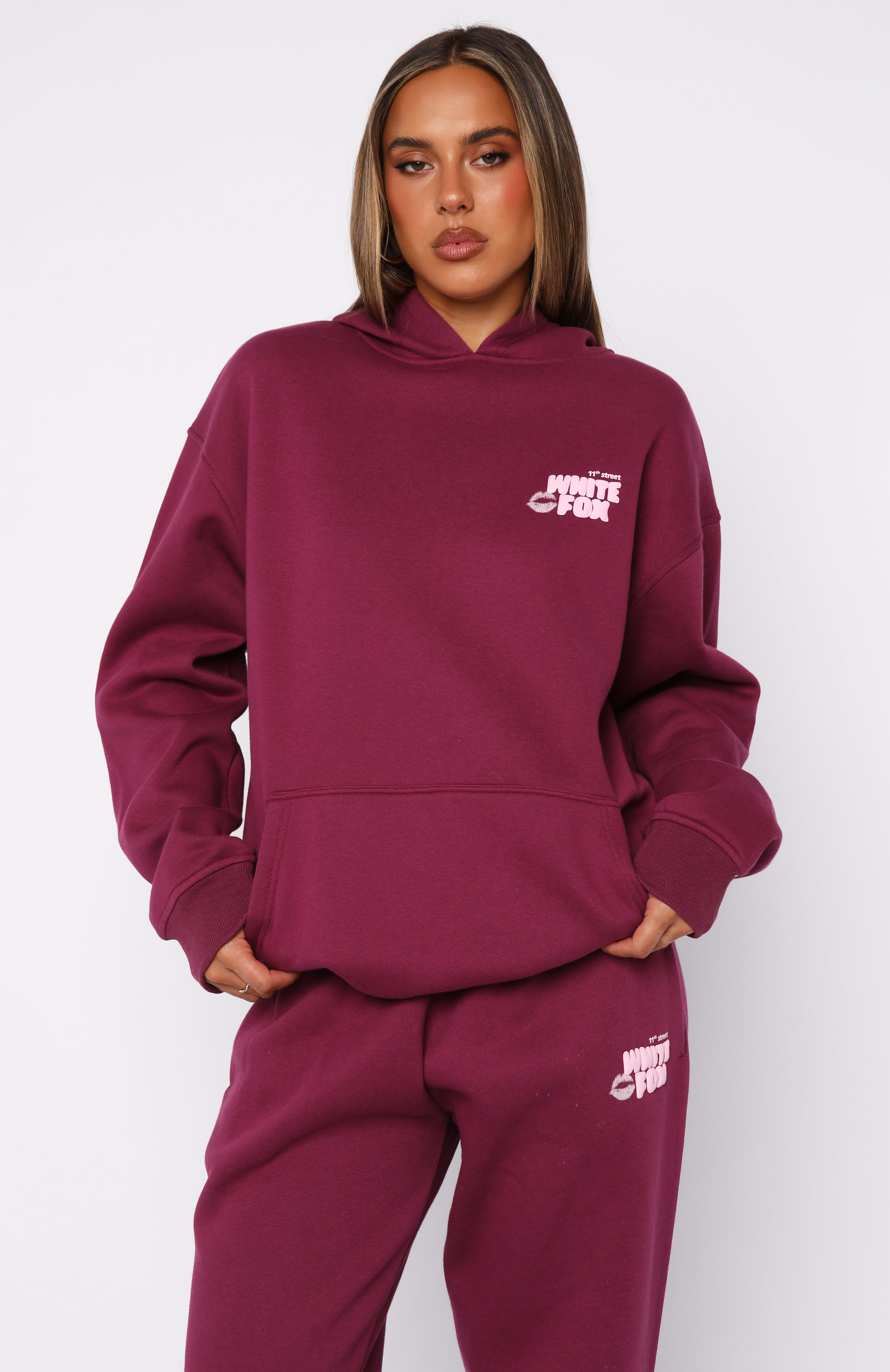 11th Street Sweet Kisses Oversized Hoodie Very Berry - Image 2