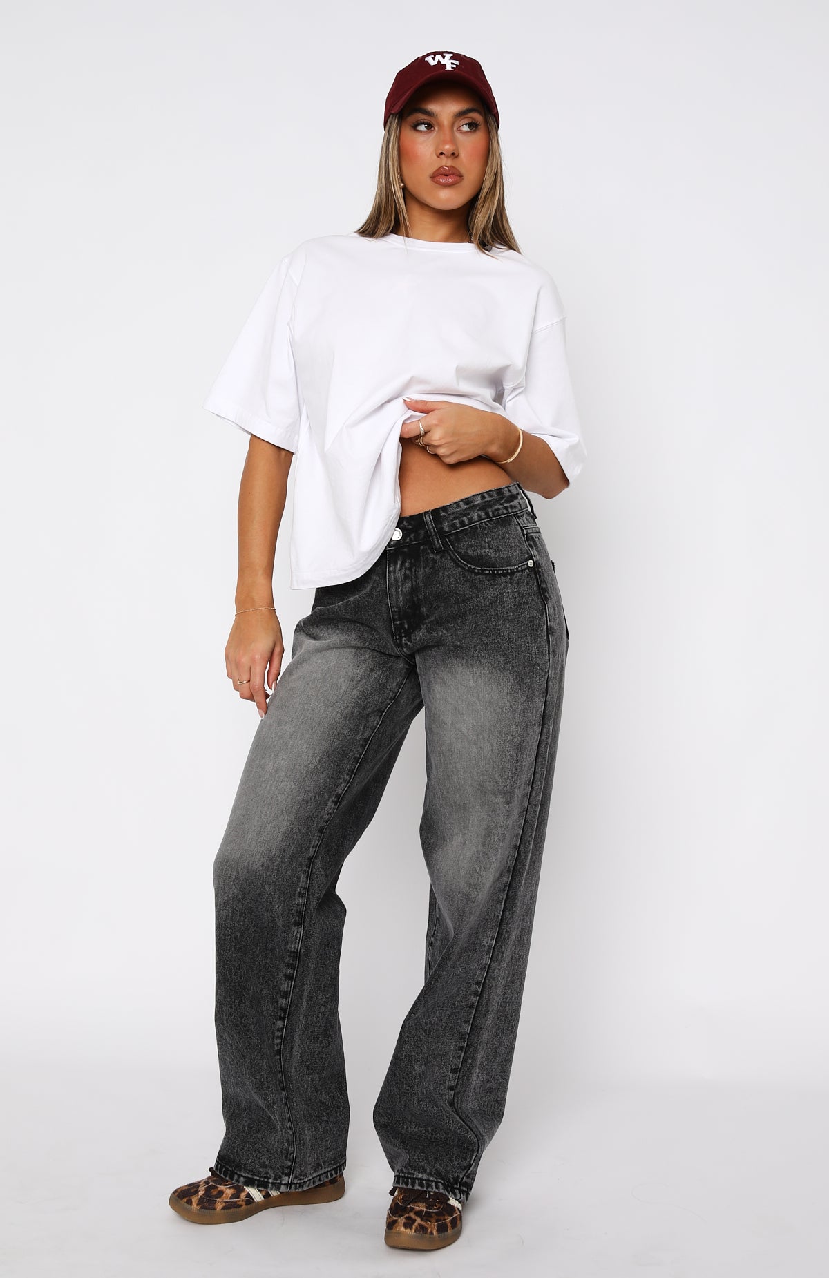 Bring The Style Low Rise Wide Leg Jeans Grey Acid - Image 2