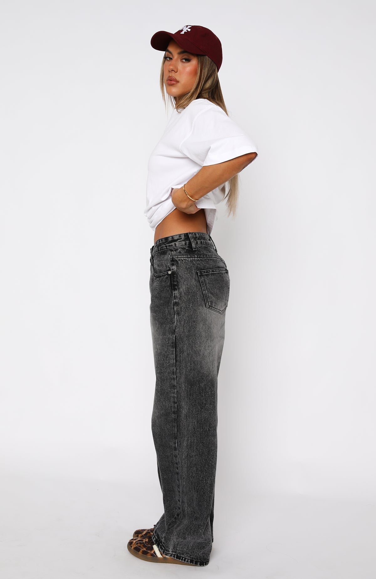 Bring The Style Low Rise Wide Leg Jeans Grey Acid - Image 3