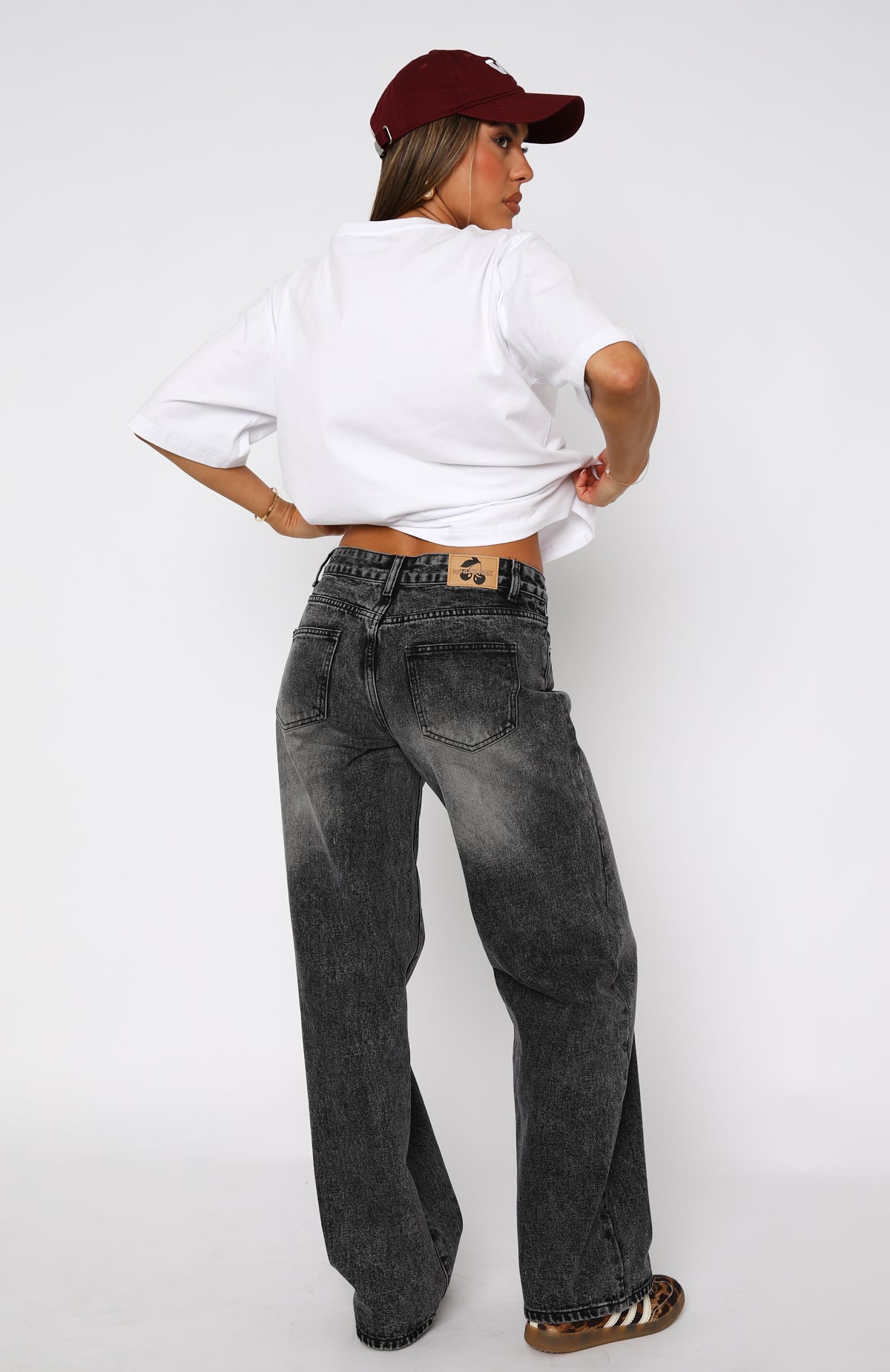 Bring The Style Low Rise Wide Leg Jeans Grey Acid - Image 4