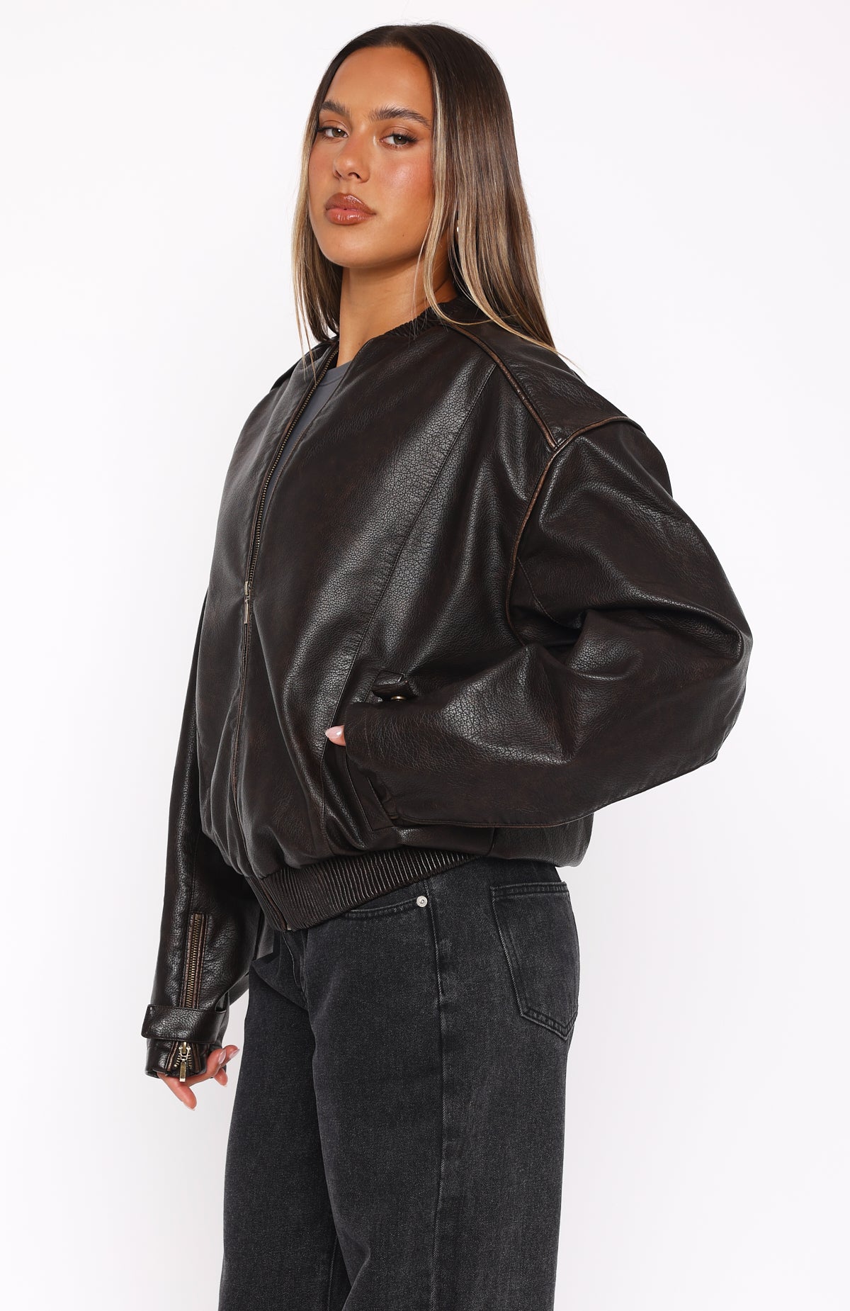 Satellite PU Jacket Chocolate - Image 3