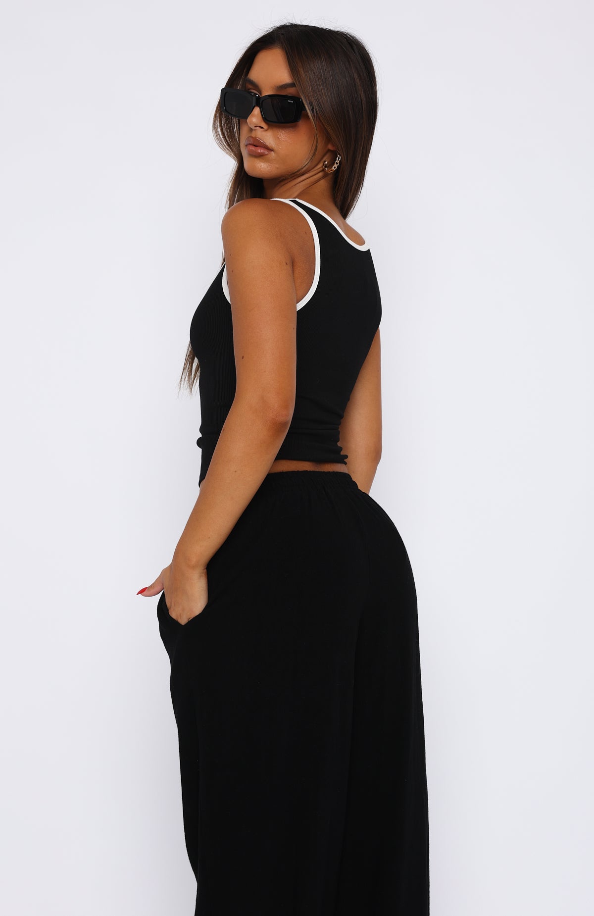 Let Me Adore You Ribbed Tank Top Black/White - Image 4