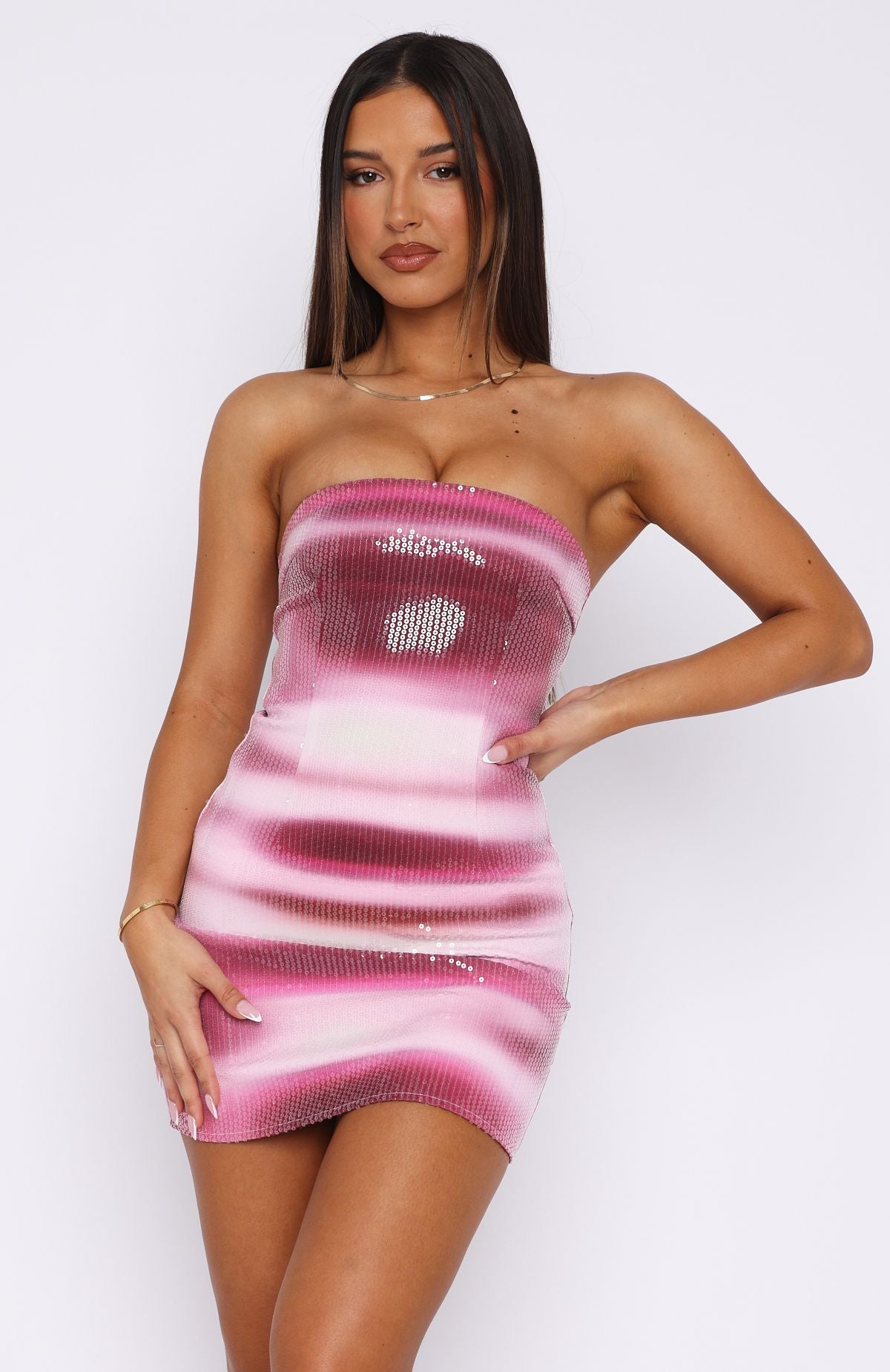 Make Up My Mind Sequin Mini Dress Boysenberry Ripple - Image 2