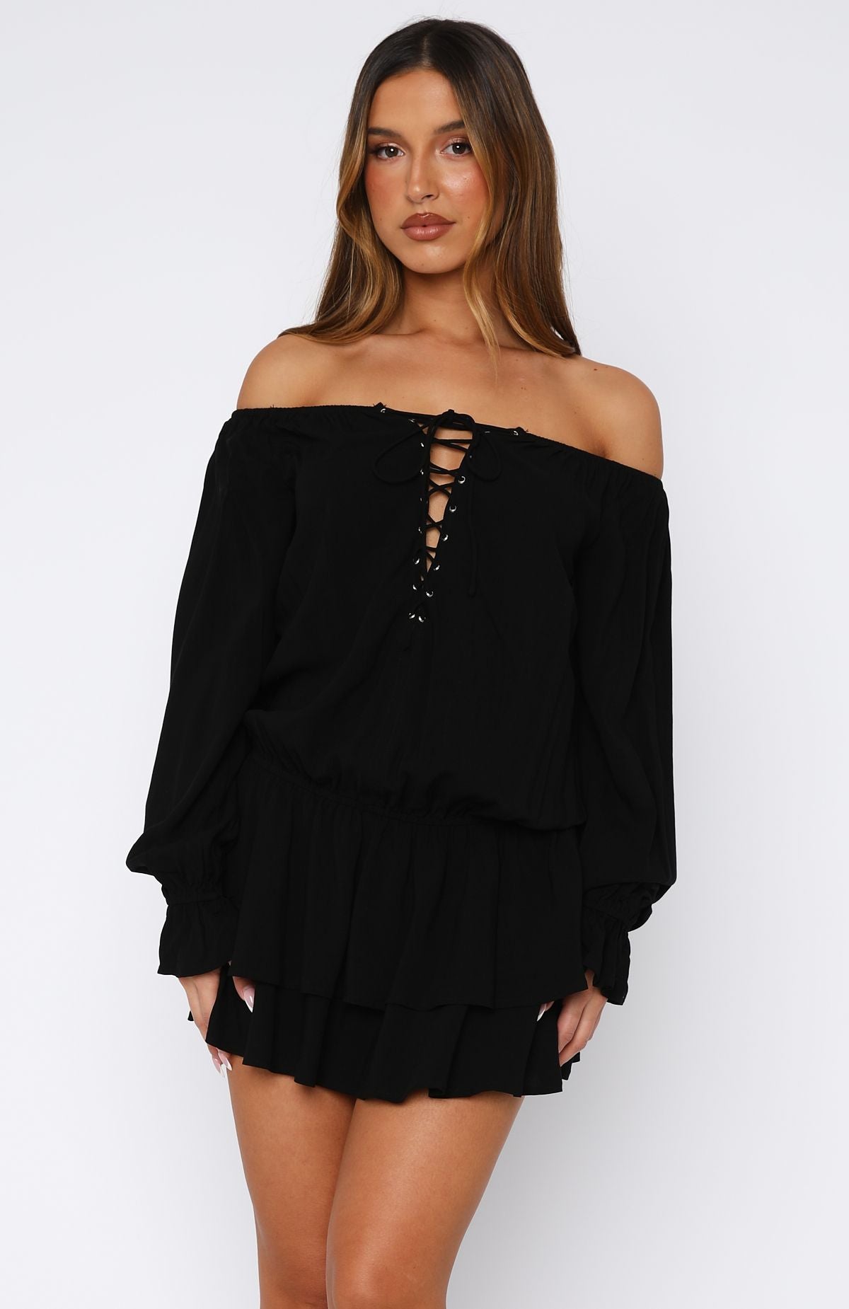 Let Me Long Sleeve Mini Dress Black - Image 3