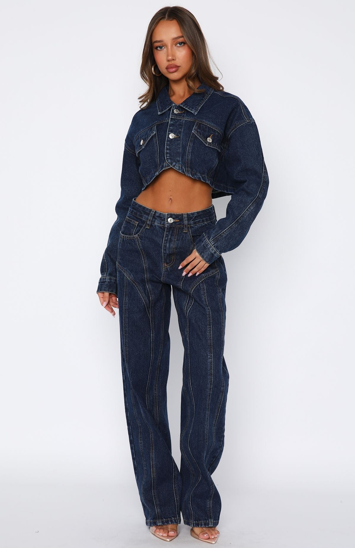 Did You Miss Me Mid Rise Straight Leg Jeans Dark Blue - Image 2