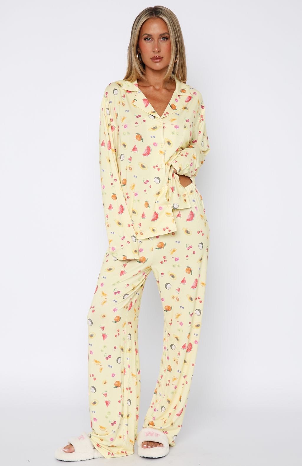Pillow Talk Printed Long Sleeve Pyjama Set Fruit Salad - Image 2