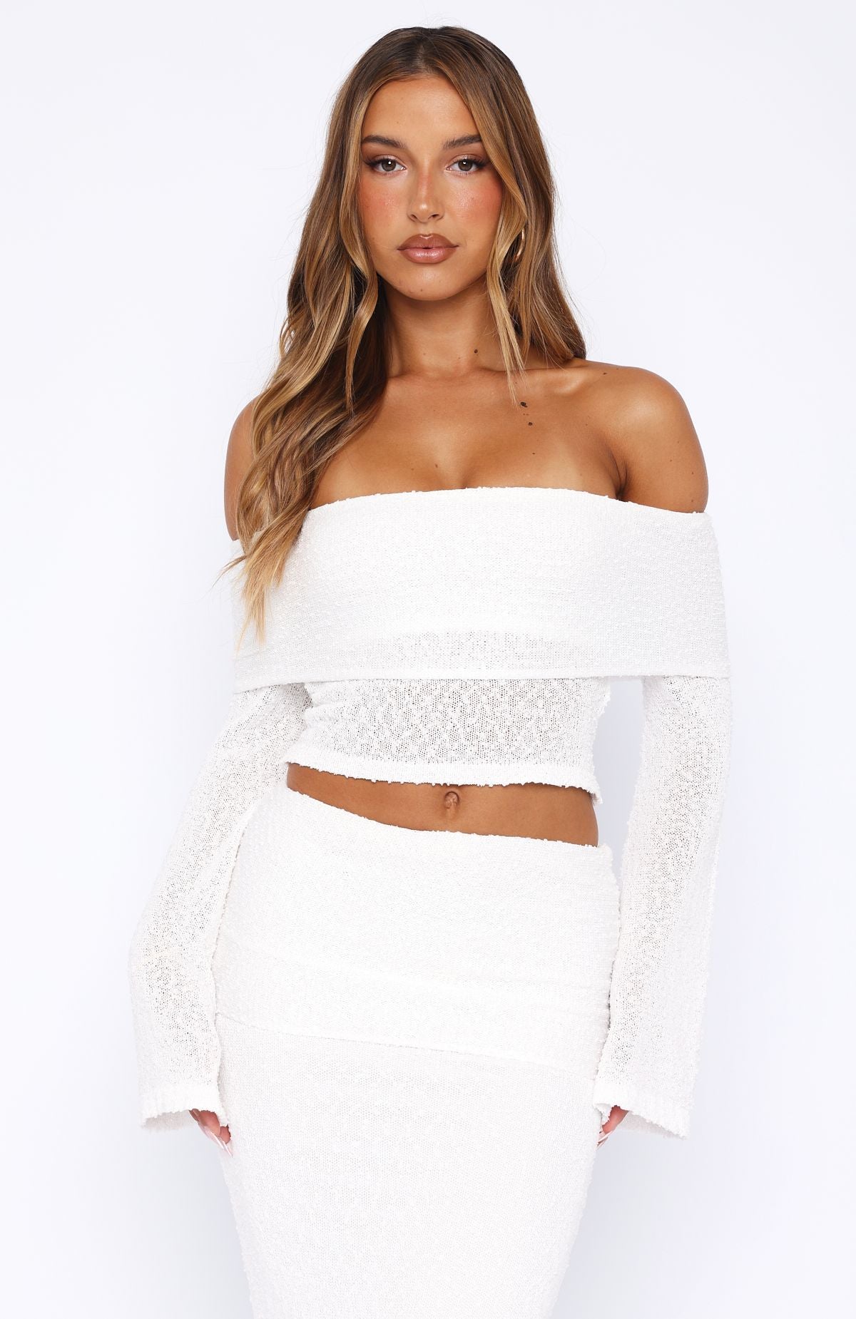 In Too Deep Long Sleeve Knit Top White - Image 2