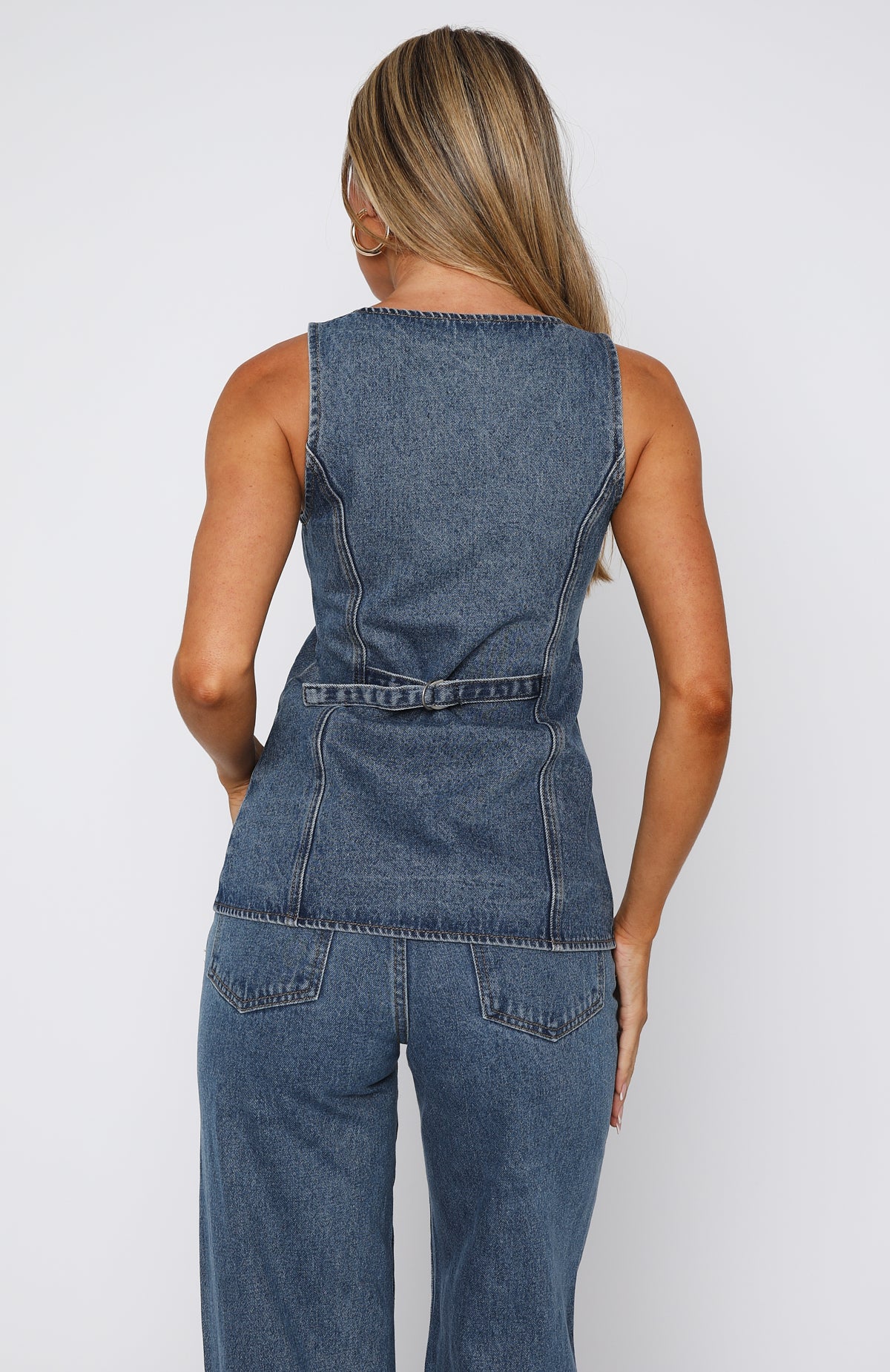 I'll Meet You Longline Denim Top True Blue - Image 4
