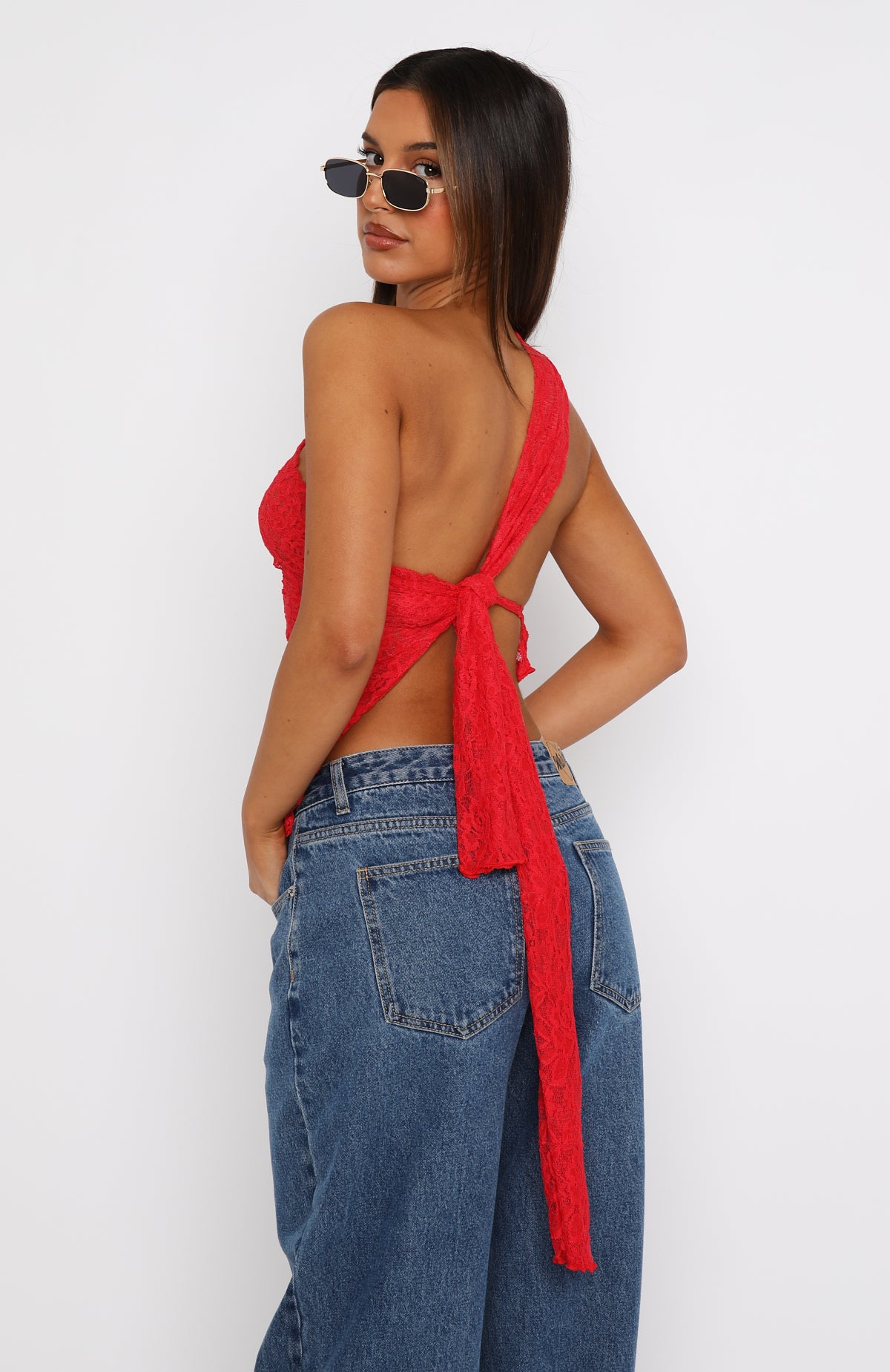 It's A Love Story Lace Top Red - Image 5
