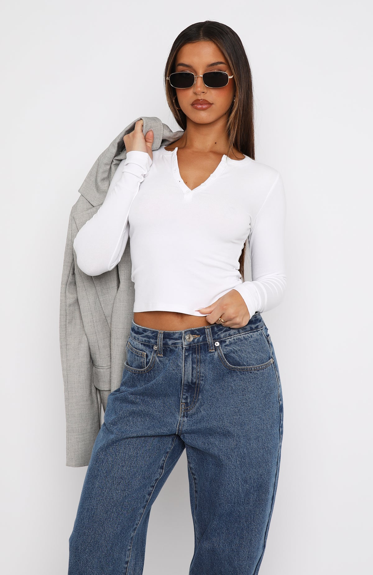 Give Me The Details Long Sleeve Top White - Image 2