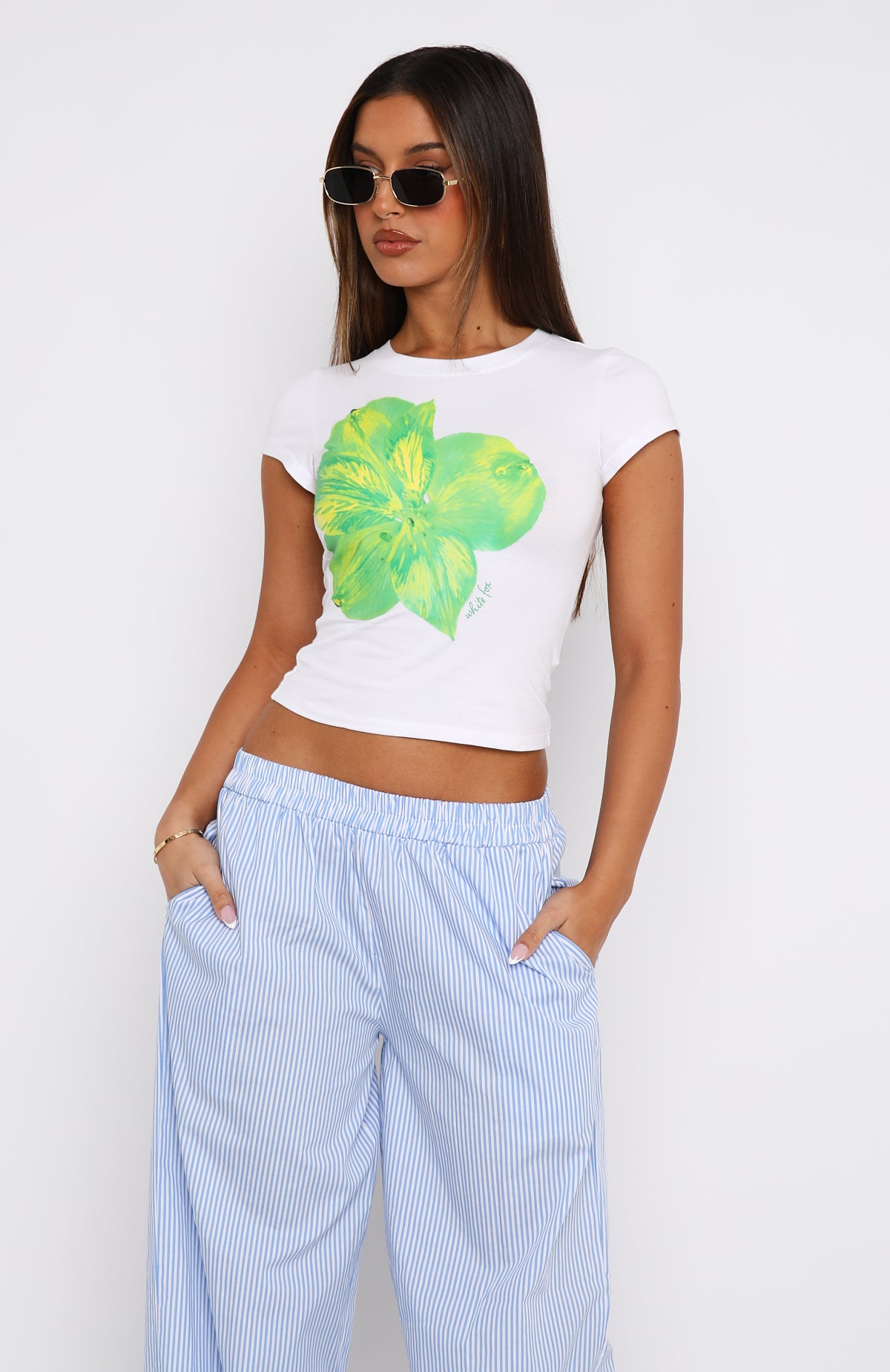 Buy You Flowers Baby Tee White - Image 2