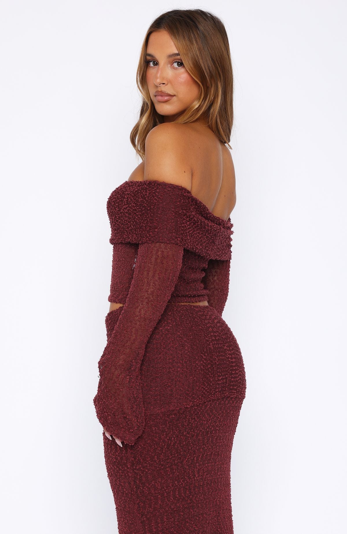 In Too Deep Long Sleeve Knit Top Burgundy - Image 4