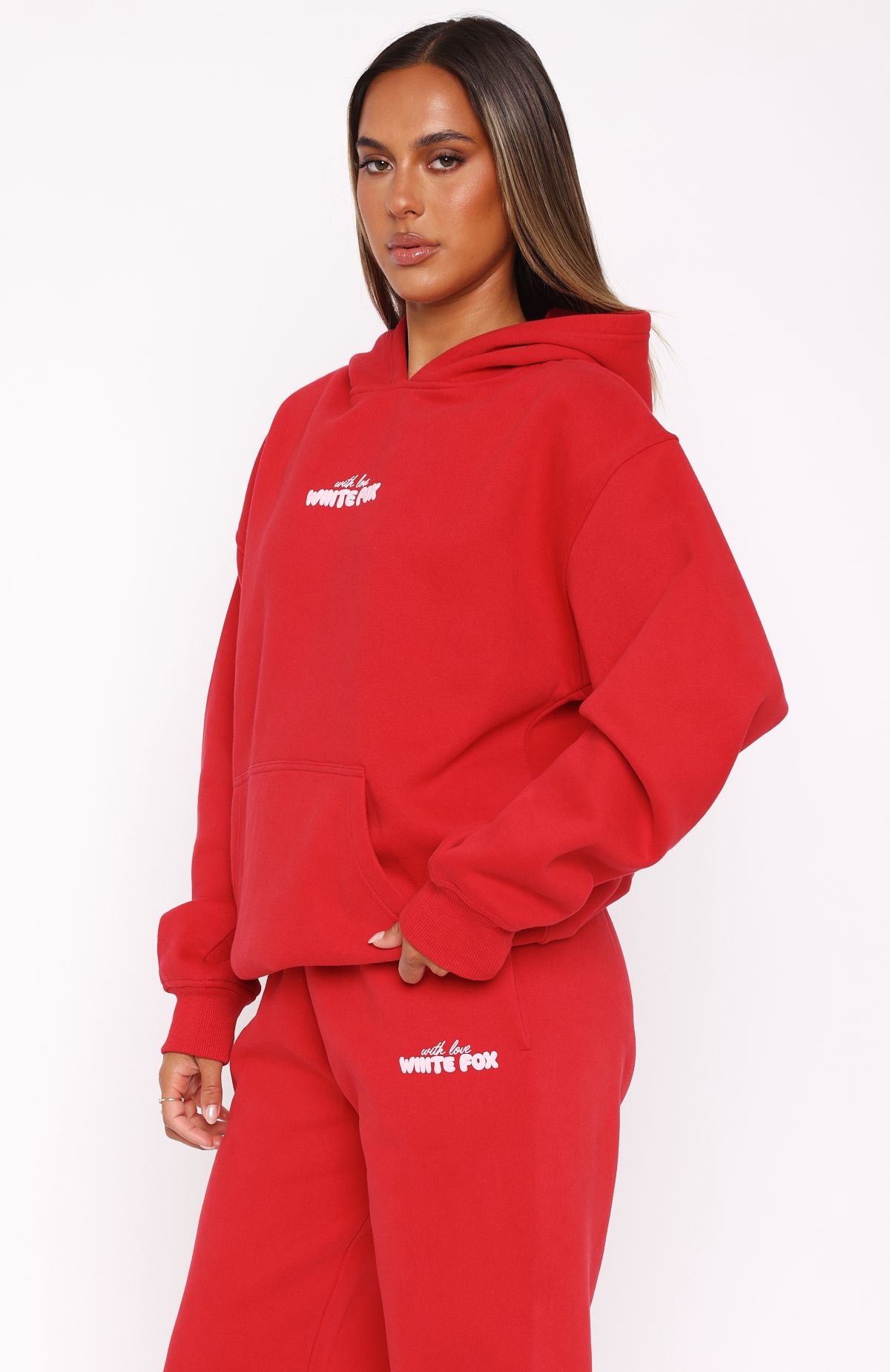 With Love In The Moment Oversized Hoodie Red - Image 3