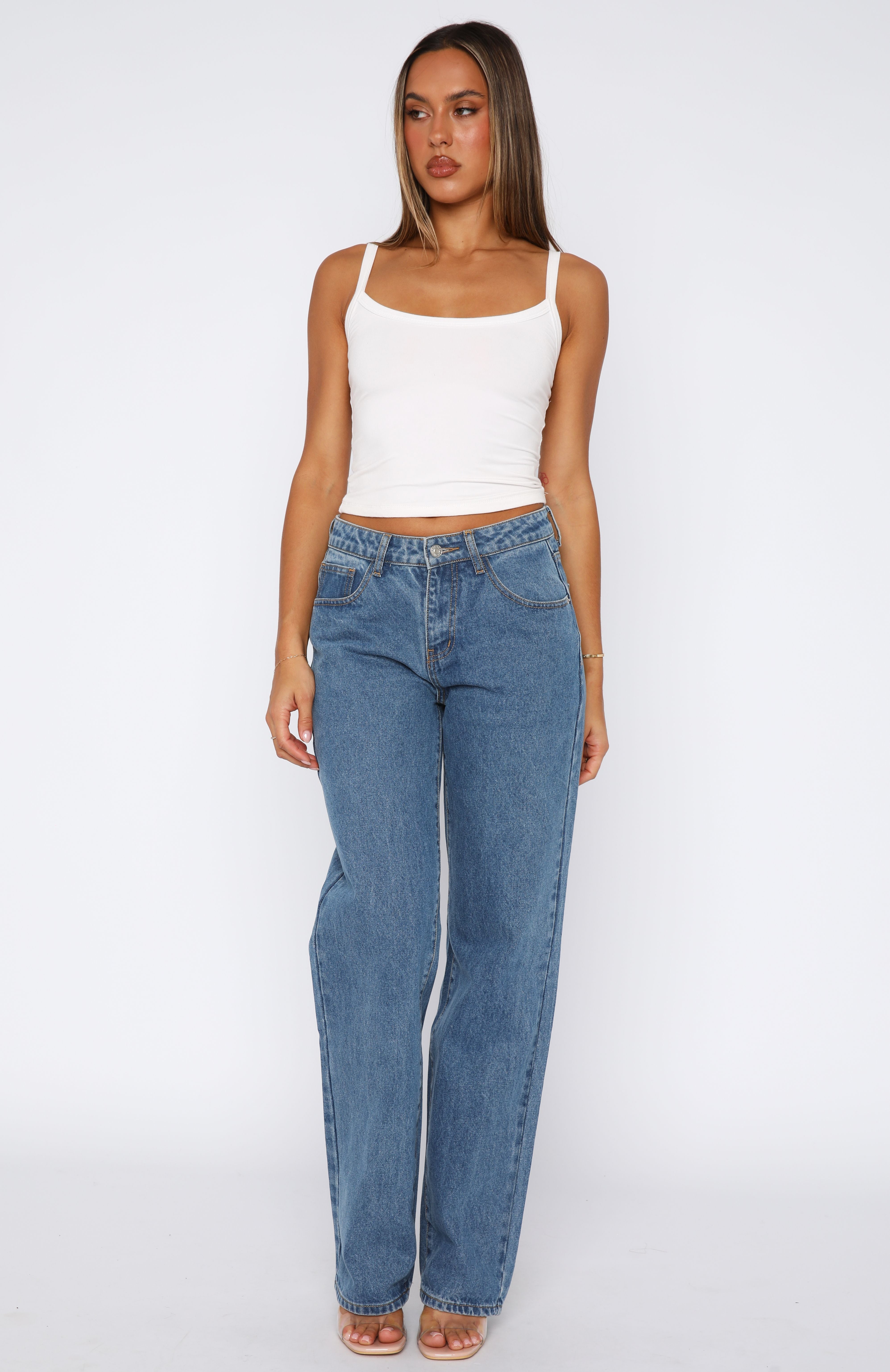 Zara Mid Rise Straight Leg Jeans Admiral Blue - Image 2