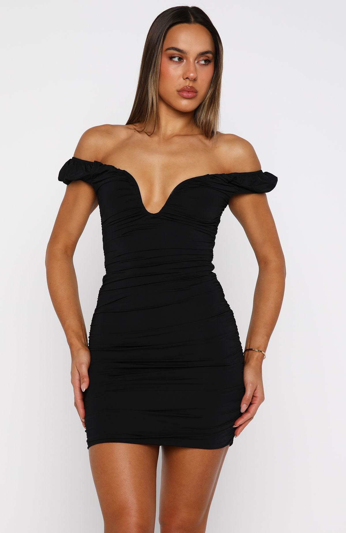 Wrongs And Rights Off Shoulder Mini Dress Black - Image 2