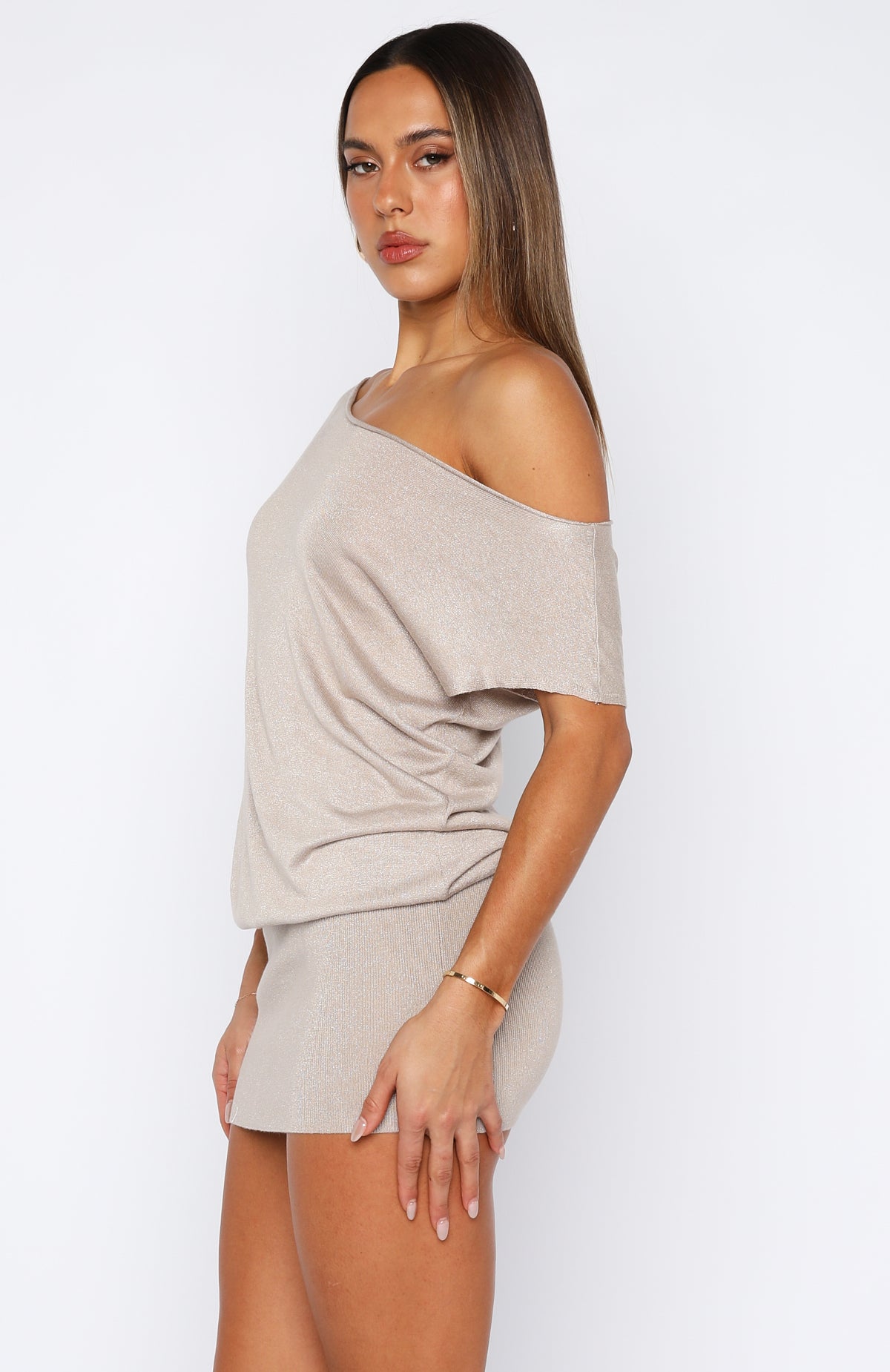 Following My Instincts Mini Dress Champagne - Image 4