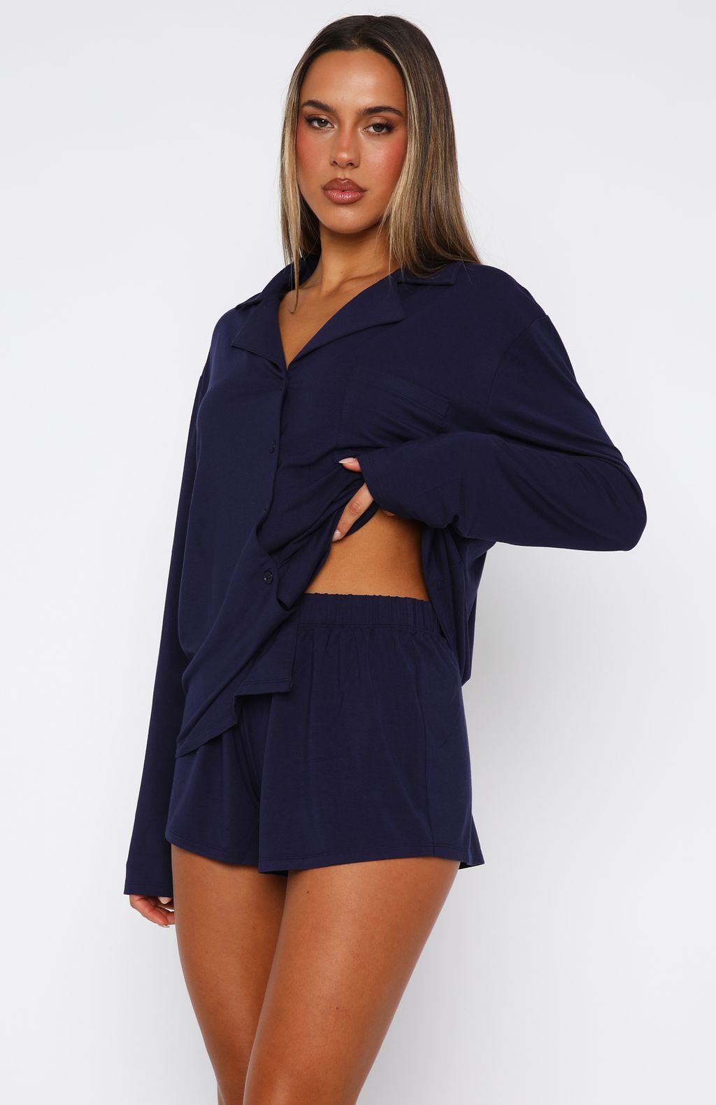 Dreamscape Long Sleeve Pyjama Set Navy - Image 3